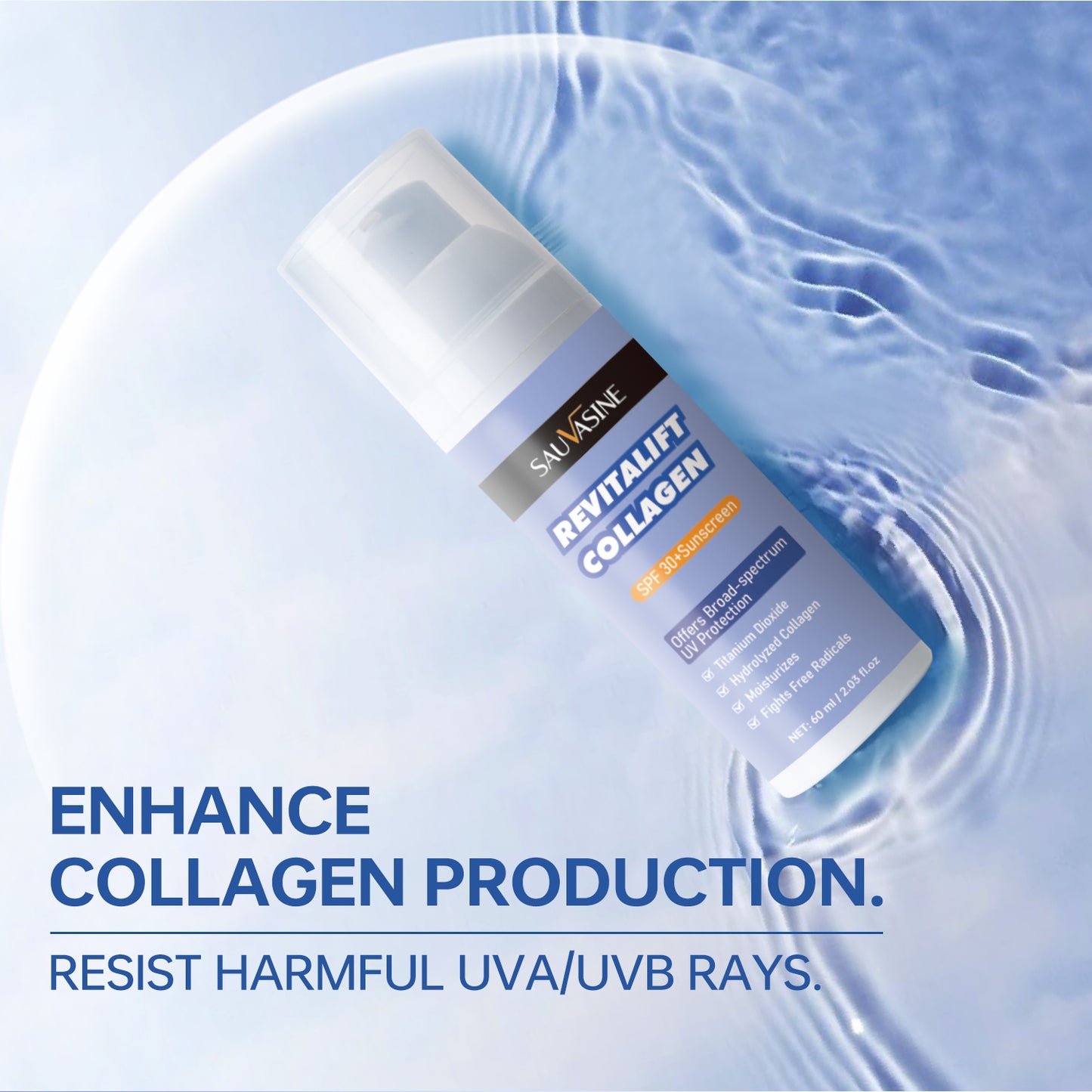 60ML OEM ODM Wholesale SPF30 Moisturizing Repairing Sun Protection Broad Spectrum Sunscreen Collagen Sunscreen