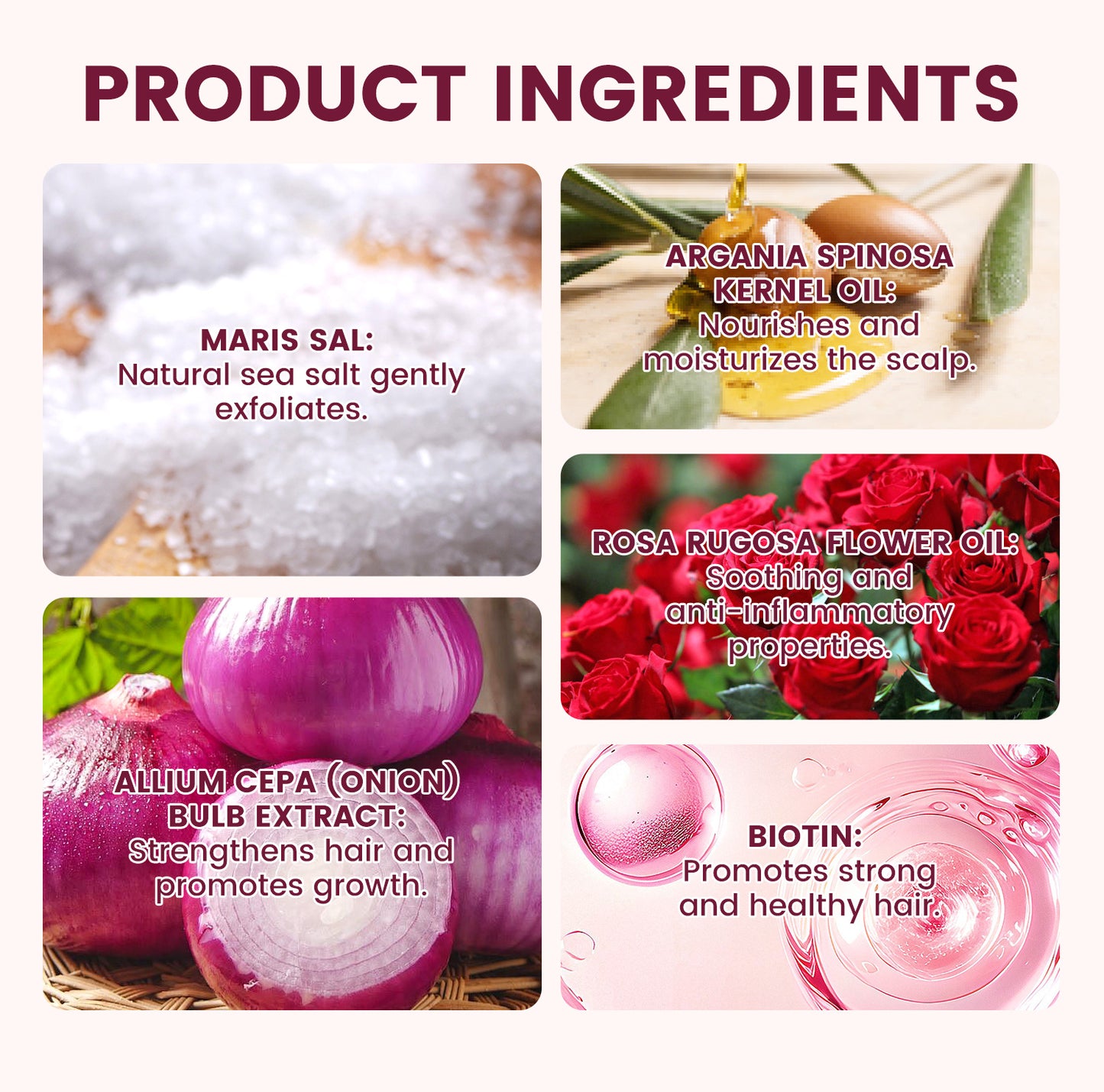 100g Custom Logo Deep Cleansing Strengthens Hair Root Onion Sea Salt Scalp Scrub
