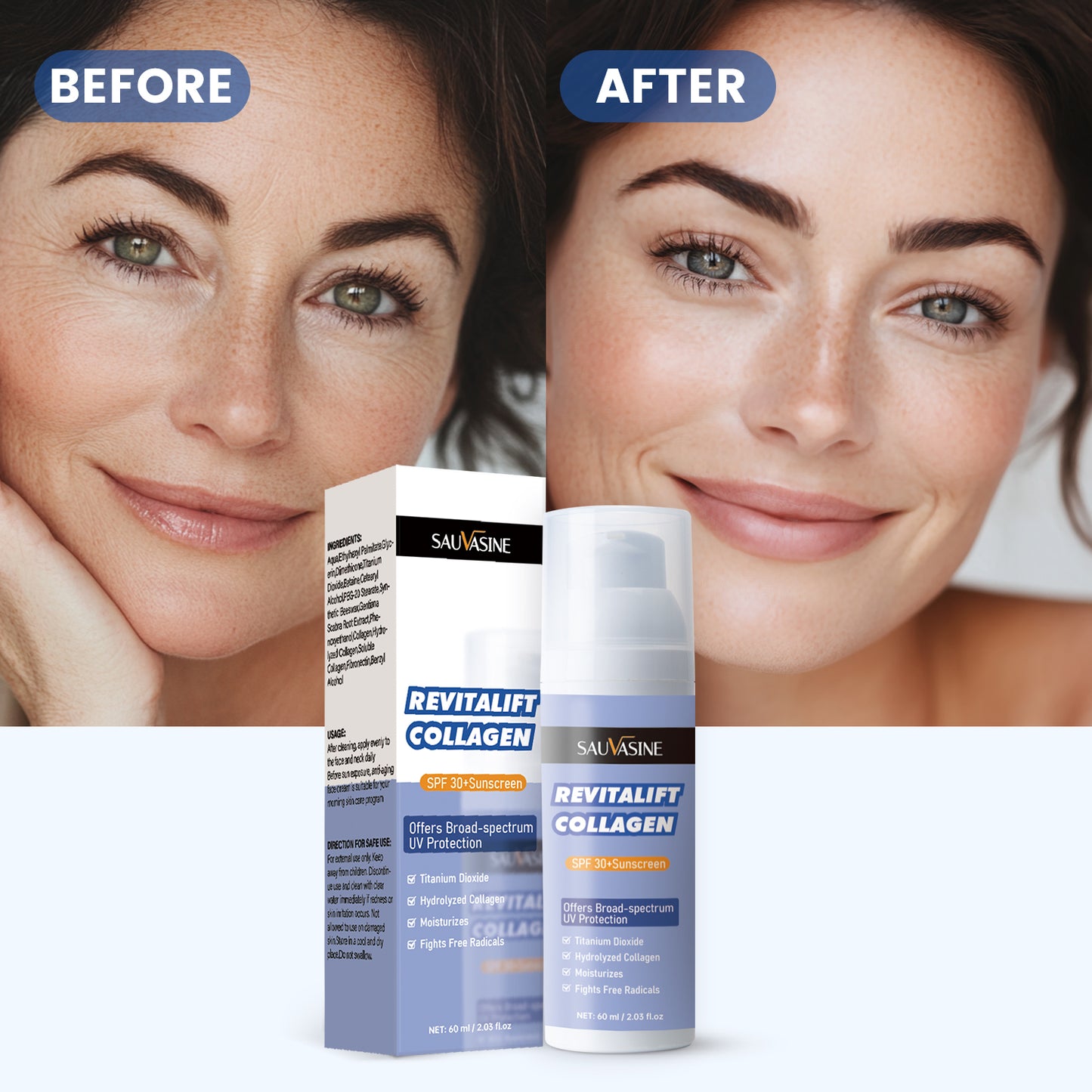 60ML OEM ODM Wholesale SPF30 Moisturizing Repairing Sun Protection Broad Spectrum Sunscreen Collagen Sunscreen