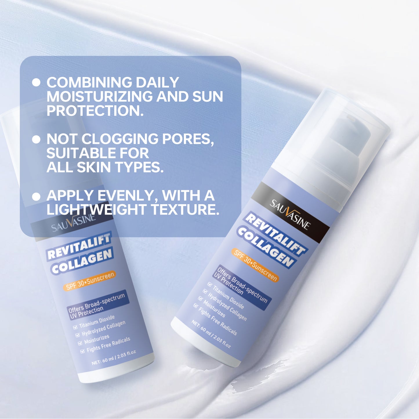 60ML OEM ODM Wholesale SPF30 Moisturizing Repairing Sun Protection Broad Spectrum Sunscreen Collagen Sunscreen