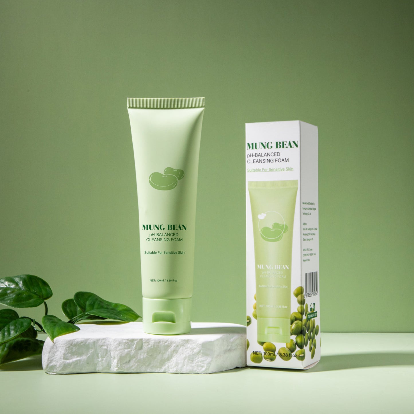 Custom Brand 100ML Soothing Mung Bean PH-Balanced Cleansing Foam