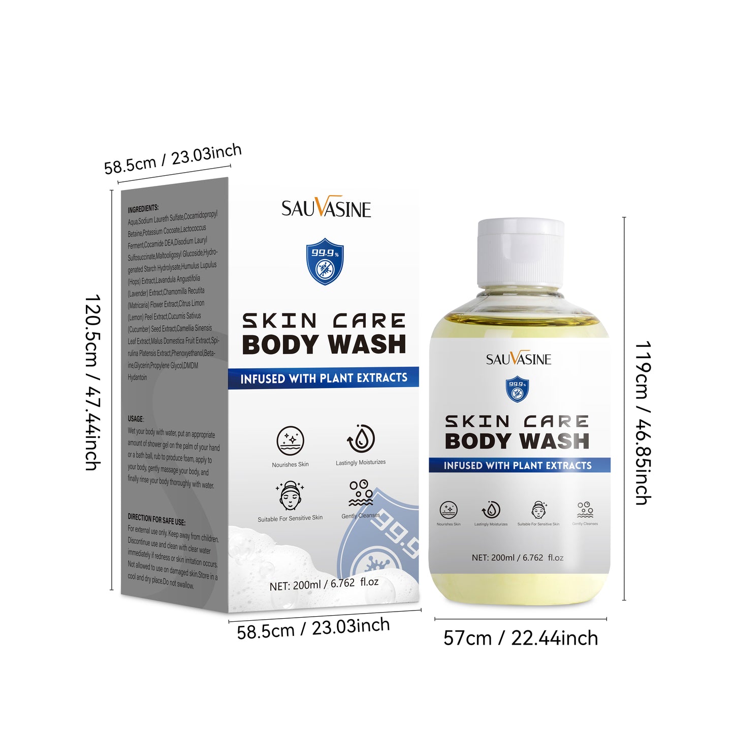 200ML OEM ODM Gentle Cleansing for Sensitive Skin Nourishing Long Lasting Moisturizing Rich Foam Antibacterial Antifungal Body Wash