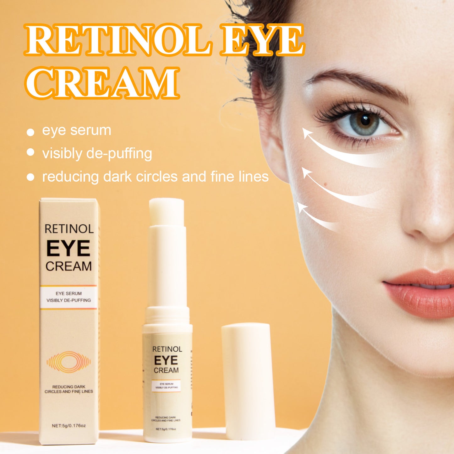 5g Cosmetics Manufacturer OEM ODM Dark Circles Eye Wrinkles Fine Lines Removal Friming Lifting Retinol Caffeine Eye Cream Stick