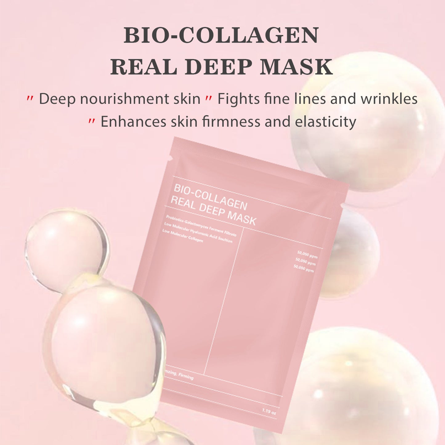 Cosmetics Factory 4 Sheets in One Box Deep Nourishing Shrinking Pores Firming Collagen Hyaluronic Acid Facial Mask