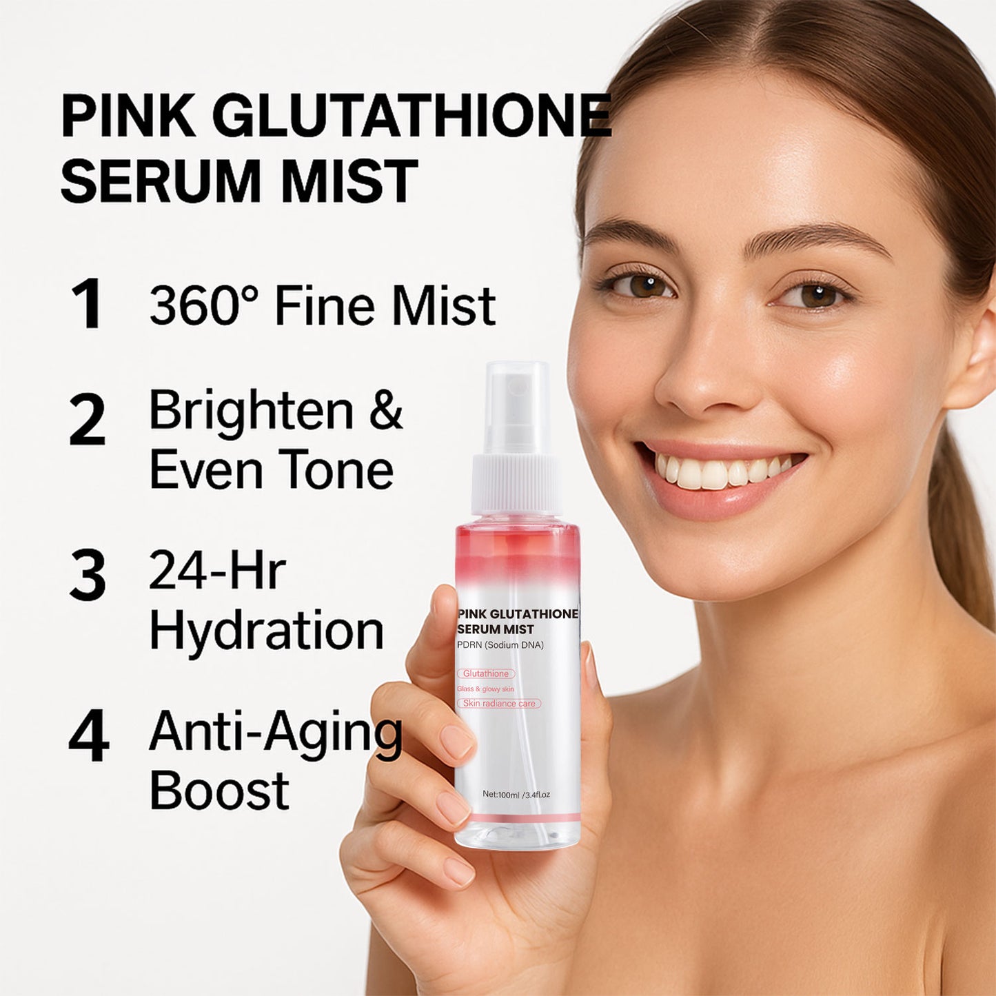 Custom Logo 100ML Brightening Moisturizing Pink Glutathione Serum Mist