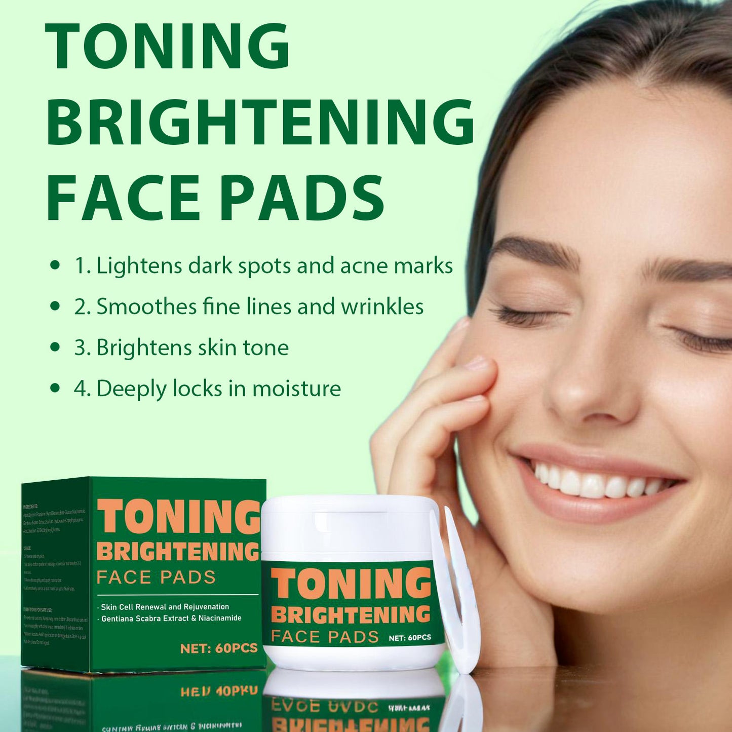 Cosmetics OEM 60 Pads Dark Spots Removal Brightening Toner Face Pads