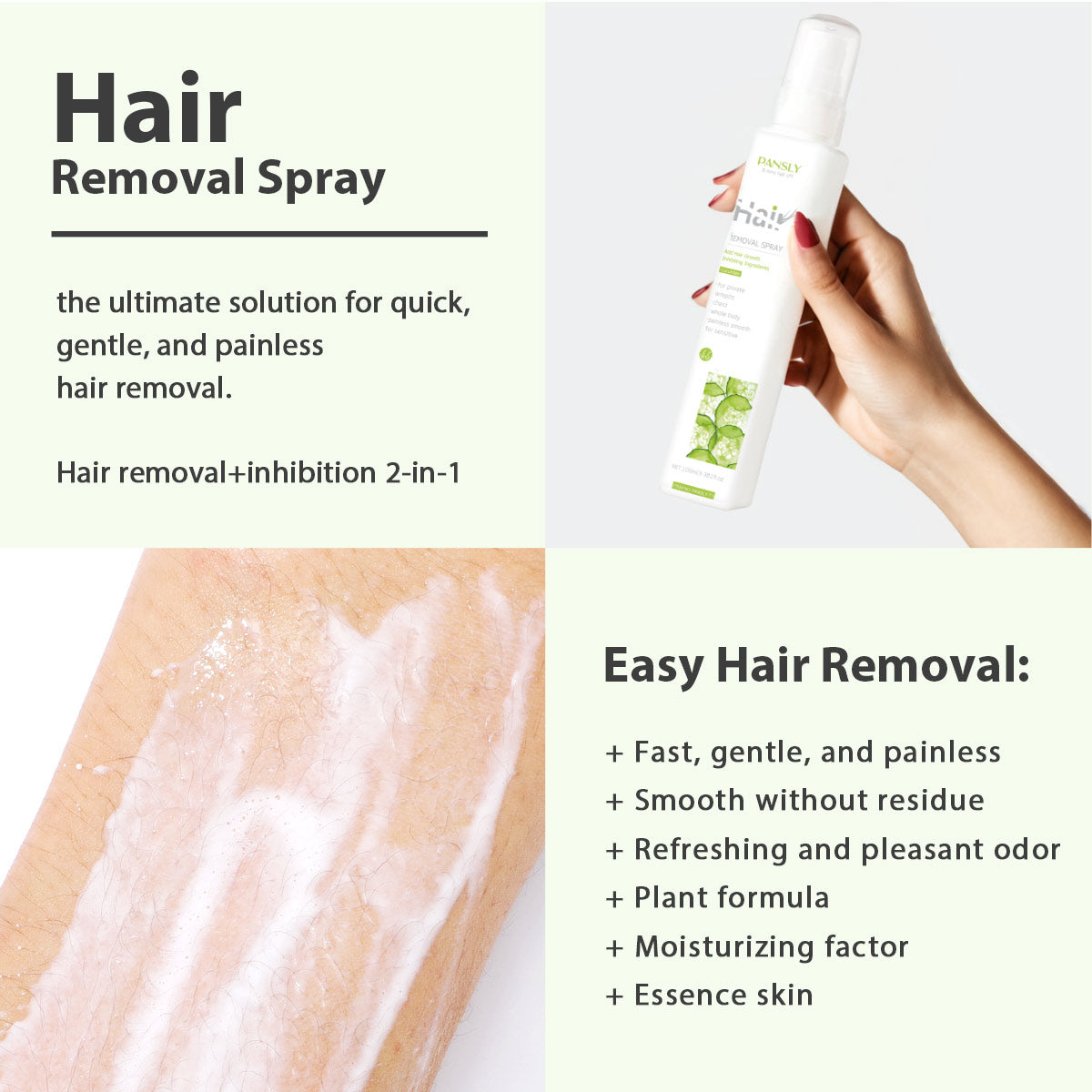 100ml Custom Private Label Cucumber Ten Minutes Hair Removal Hair Removal Spray