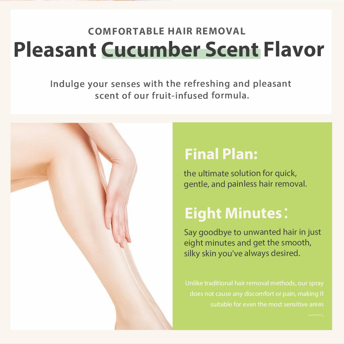 100ml Custom Private Label Cucumber Ten Minutes Hair Removal Hair Removal Spray