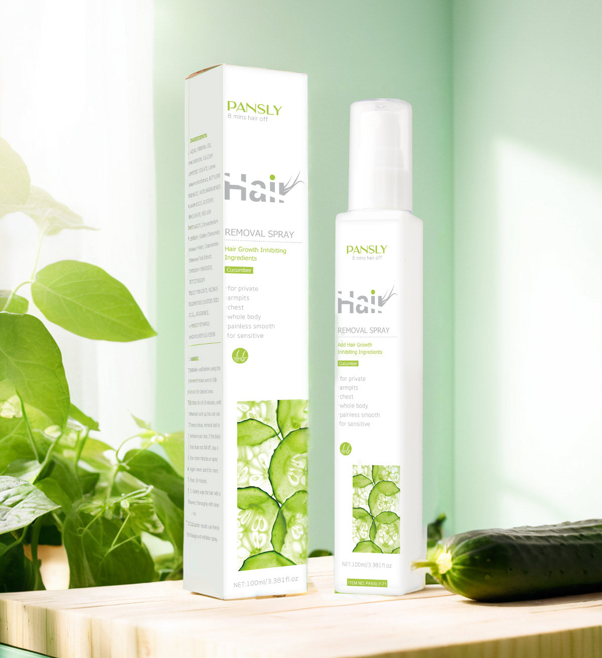 100ml Custom Private Label Cucumber Ten Minutes Hair Removal Hair Removal Spray