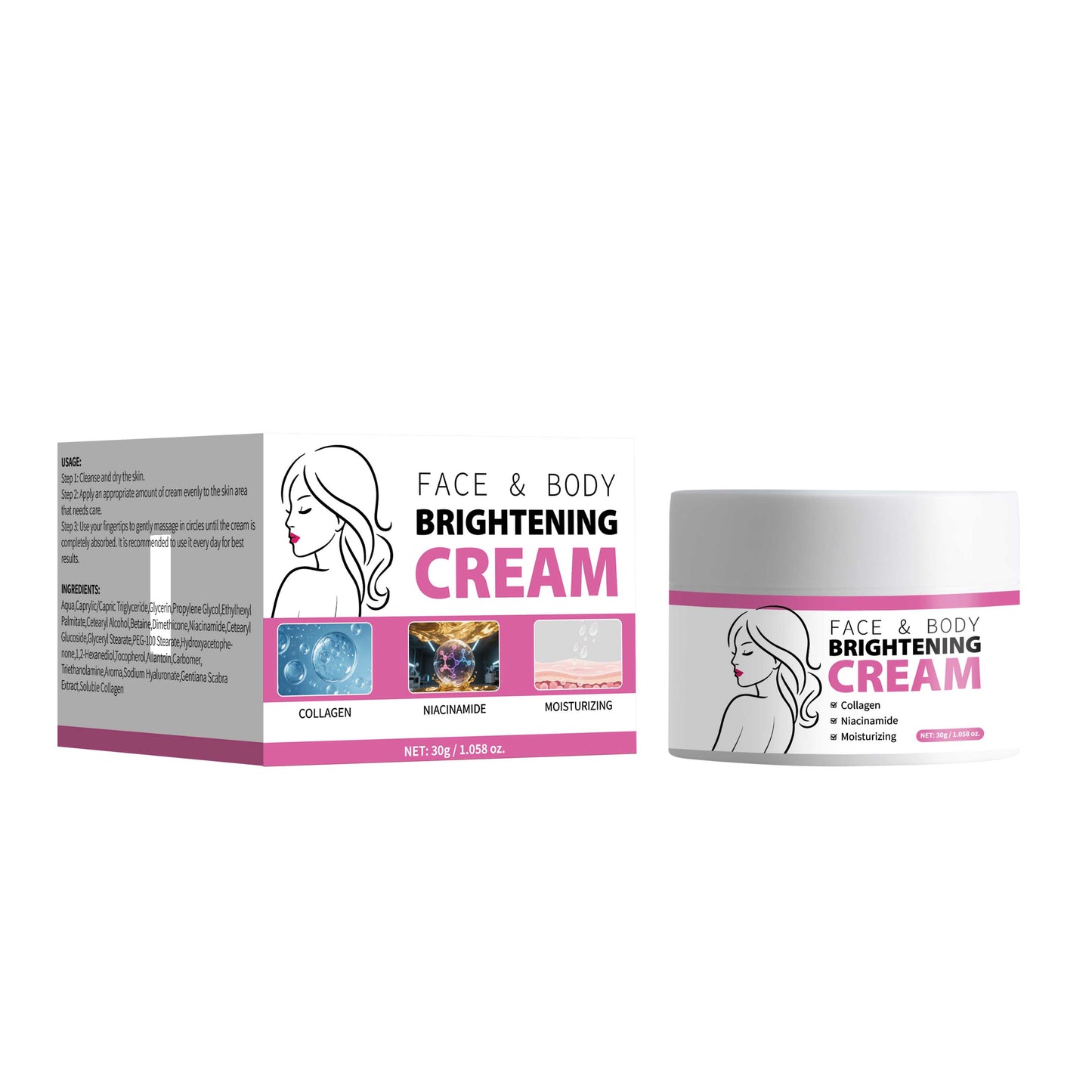 OEM ODM 30g Bleaching Brightening Improving Dullness Face&Body Cream