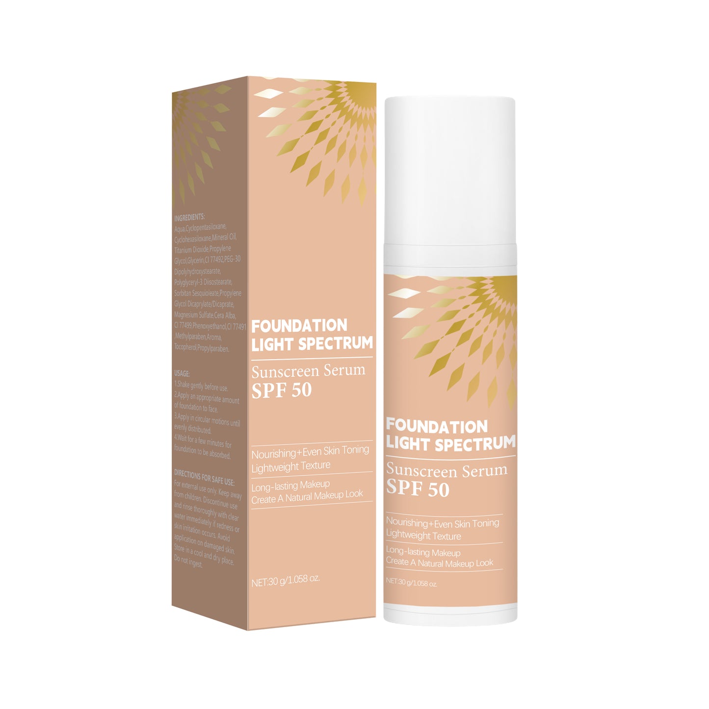 OEM ODM 30g Natural Waterproof Long Lasting SPF50 Sunscreen Foundation