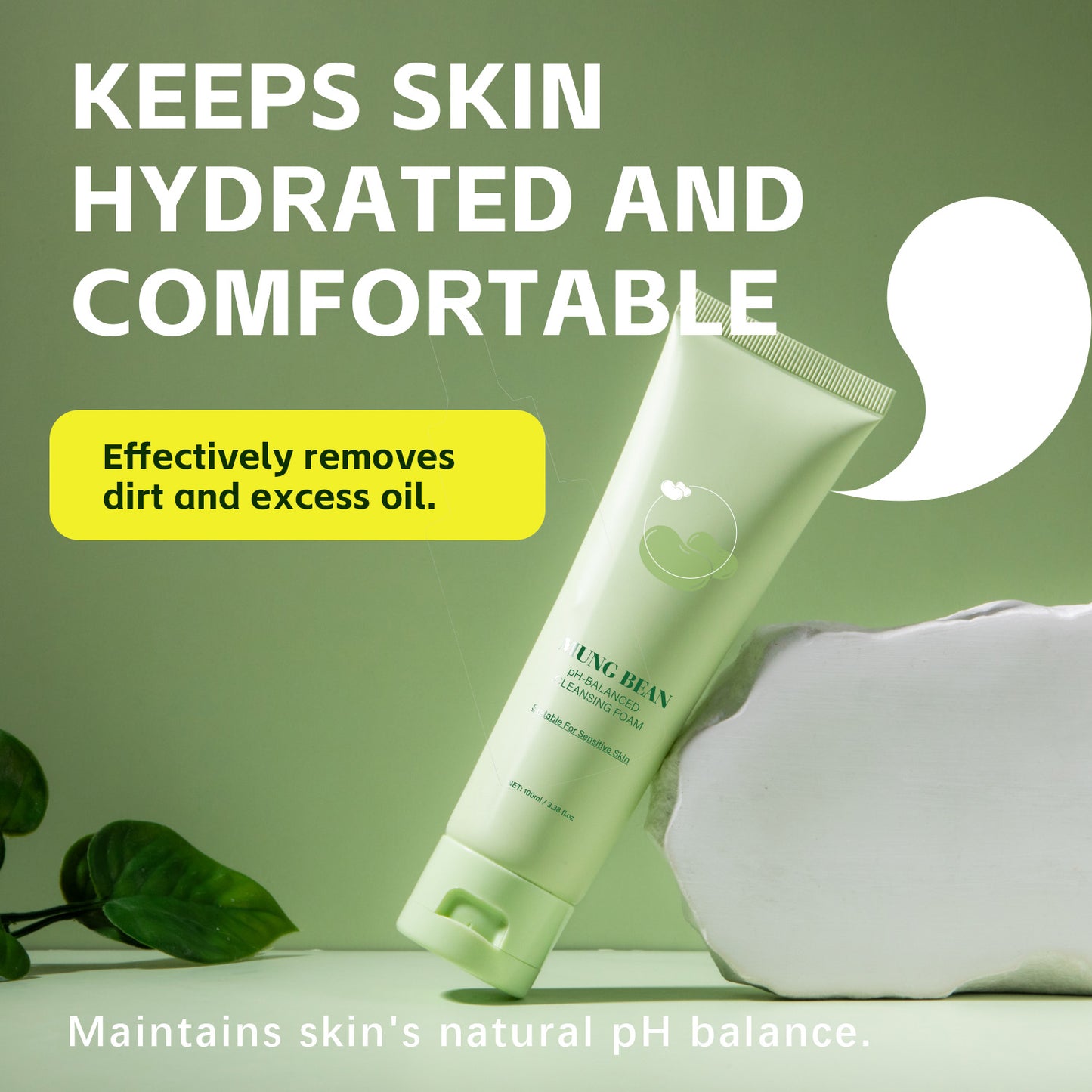 Custom Brand 100ML Soothing Mung Bean PH-Balanced Cleansing Foam