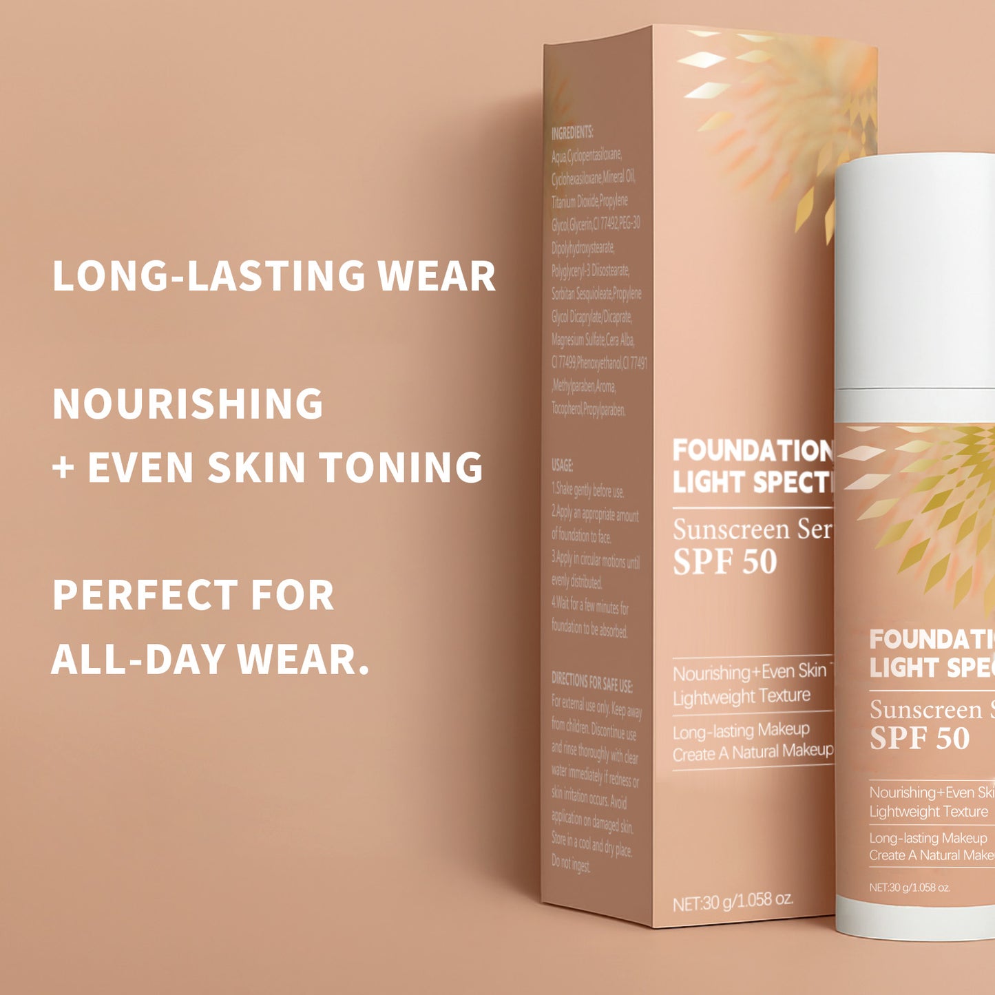 OEM ODM 30g Natural Waterproof Long Lasting SPF50 Sunscreen Foundation