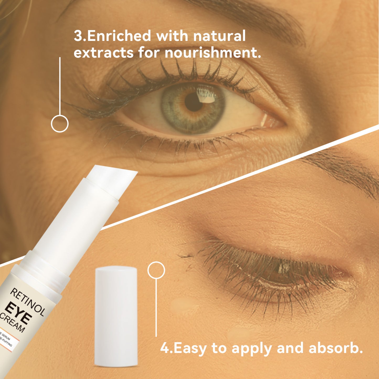 5g Cosmetics Manufacturer OEM ODM Dark Circles Eye Wrinkles Fine Lines Removal Friming Lifting Retinol Caffeine Eye Cream Stick