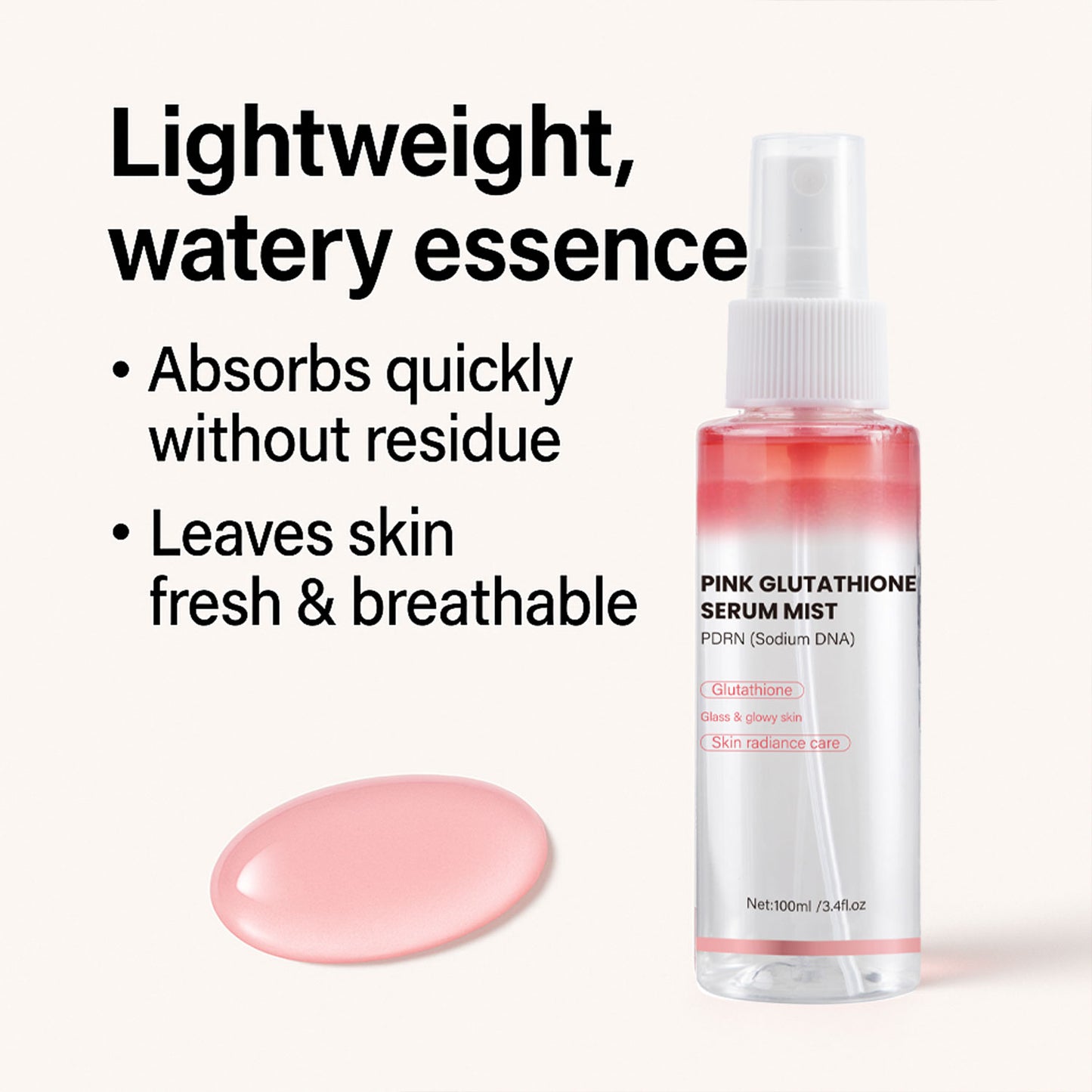 Custom Logo 100ML Brightening Moisturizing Pink Glutathione Serum Mist