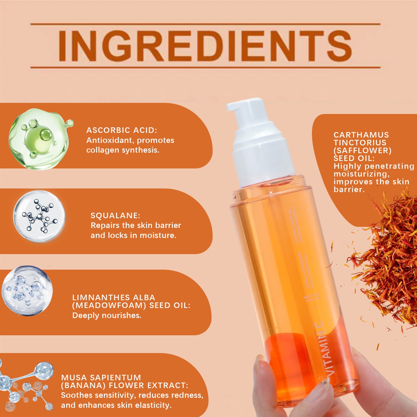 Private Label 120ML Glowing Nourishing Vitamin C Body Oil