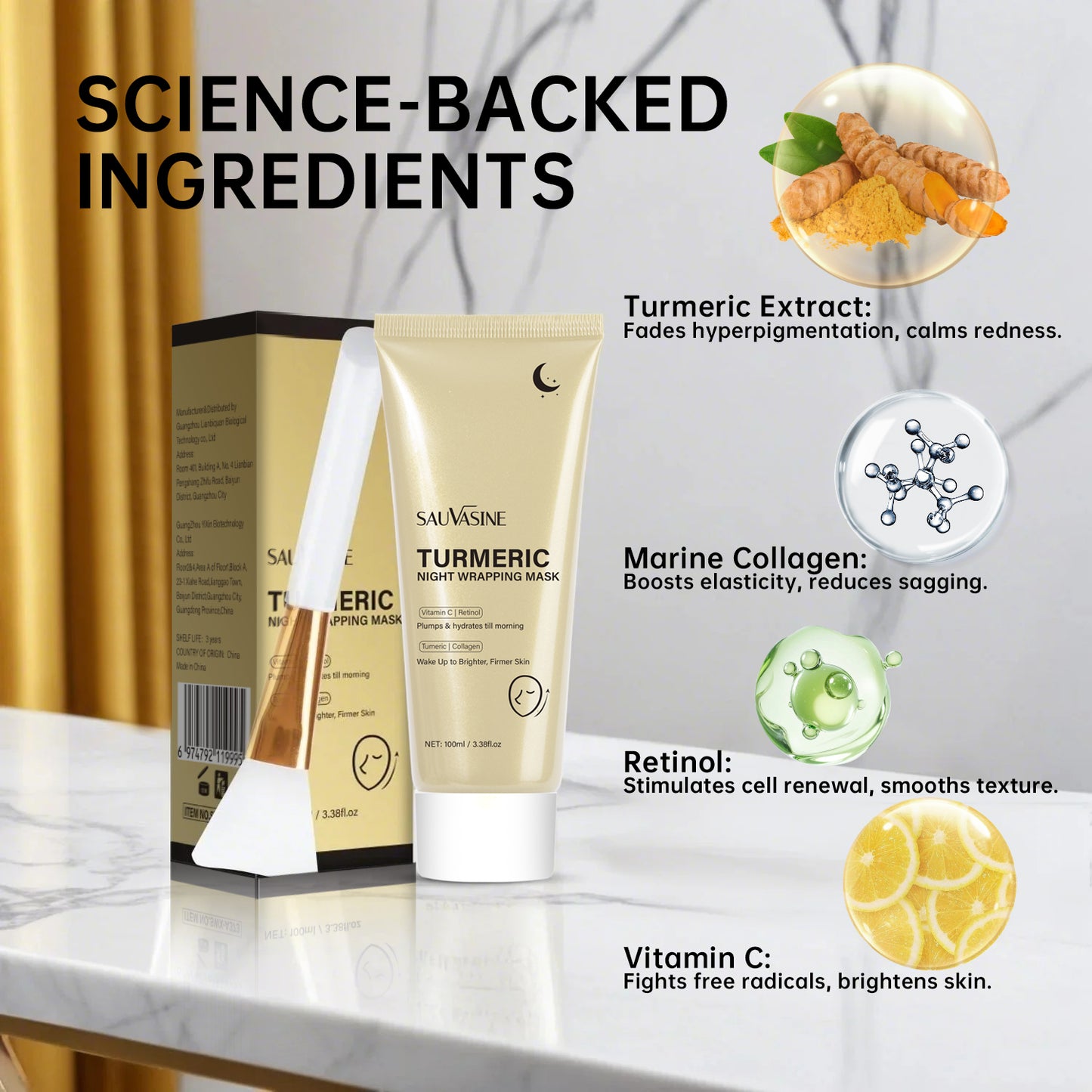 100ML Custom Logo Anti-aging Firming Moisturizing Turmeric Peeling Wrapping Mask