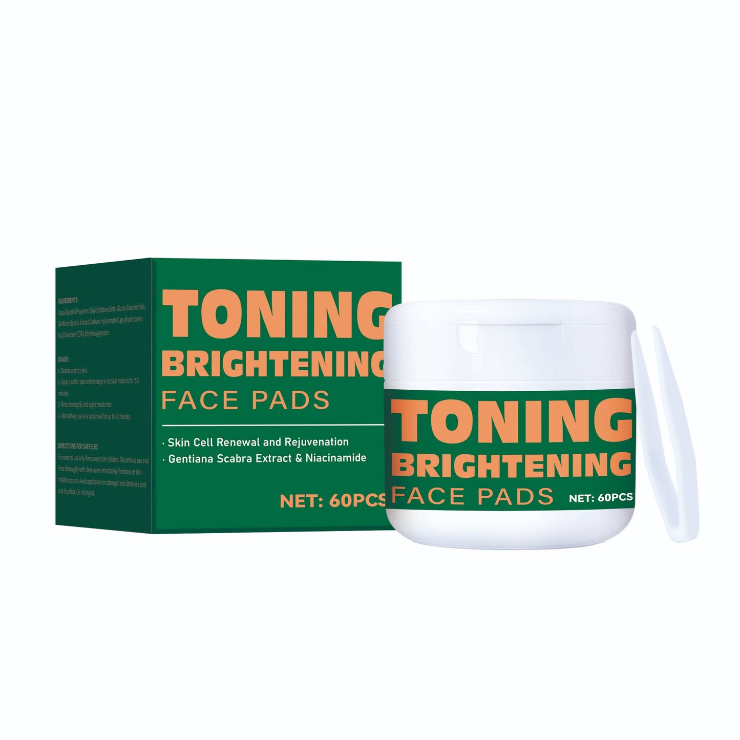 Cosmetics OEM 60 Pads Dark Spots Removal Brightening Toner Face Pads
