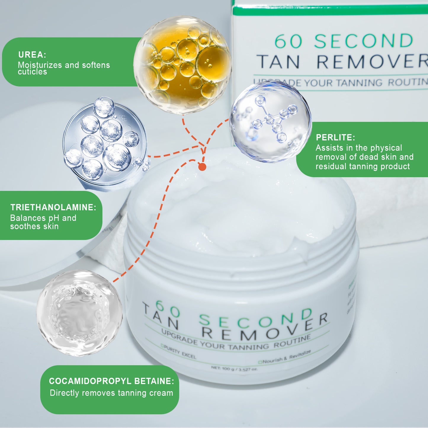 Custom Logo 100g Exfolating Smoothing 60 Seconds Tan Remover Cream