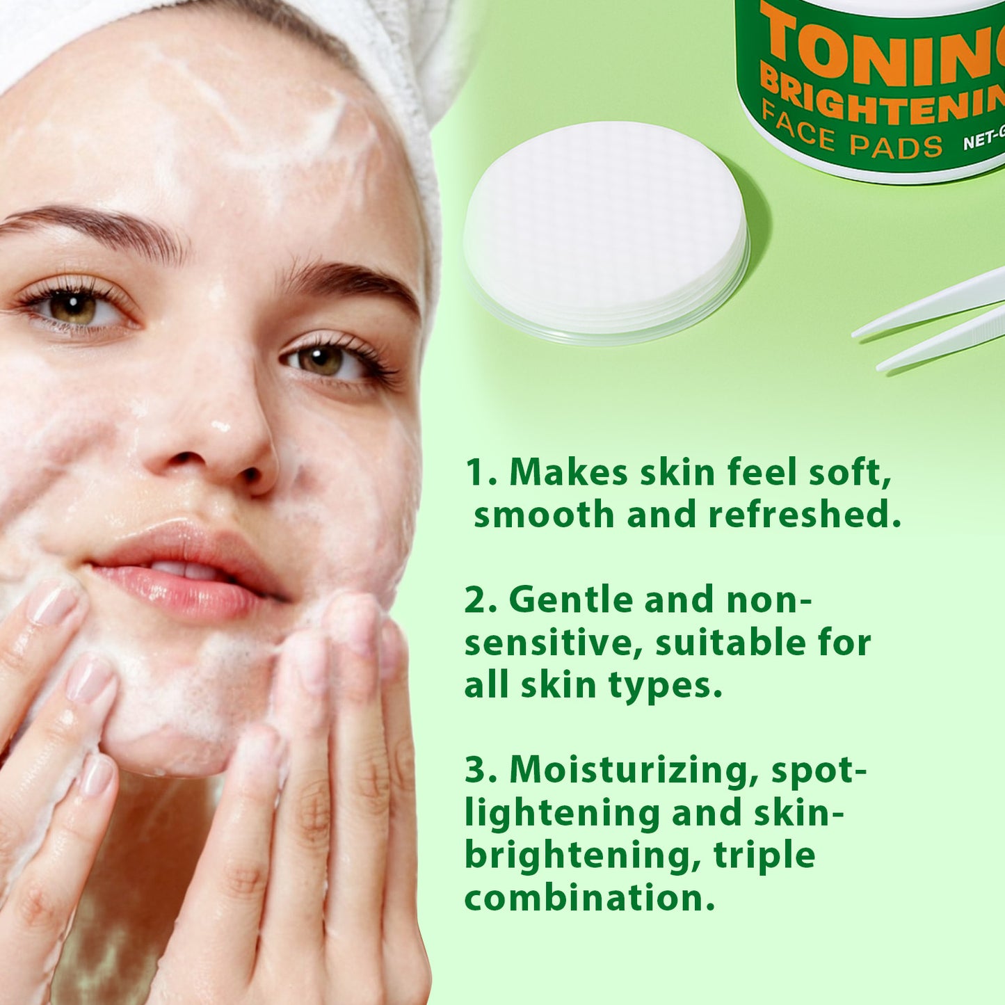 Cosmetics OEM 60 Pads Dark Spots Removal Brightening Toner Face Pads