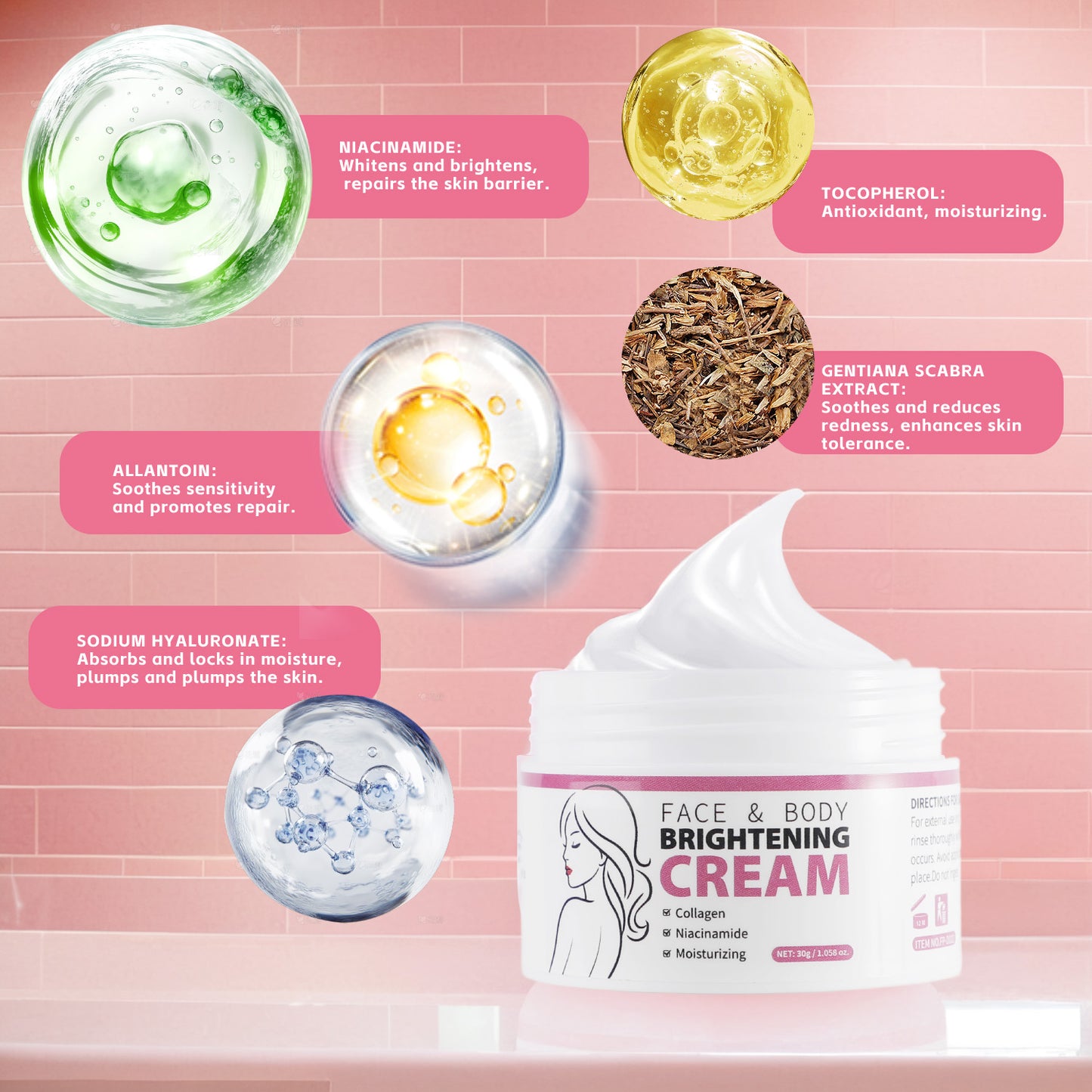 OEM ODM 30g Bleaching Brightening Improving Dullness Face&Body Cream