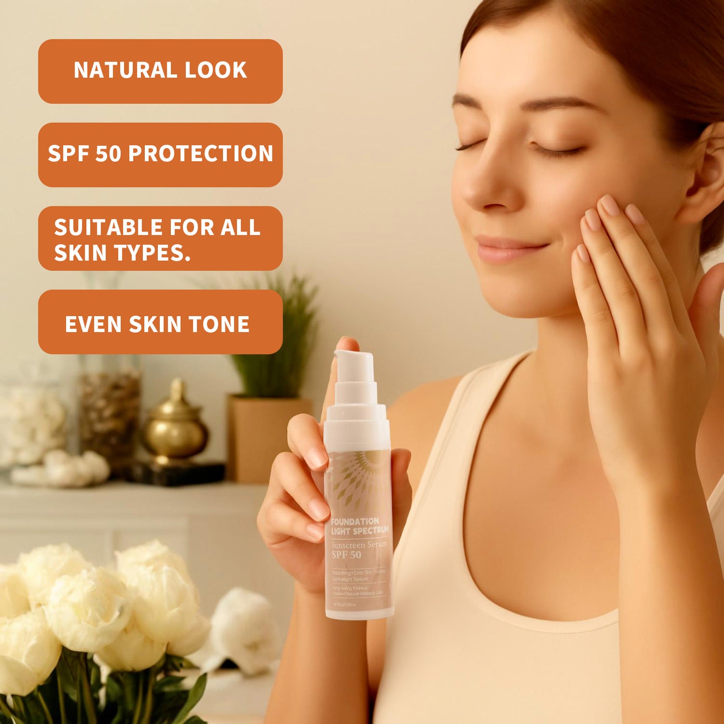 OEM ODM 30g Natural Waterproof Long Lasting SPF50 Sunscreen Foundation
