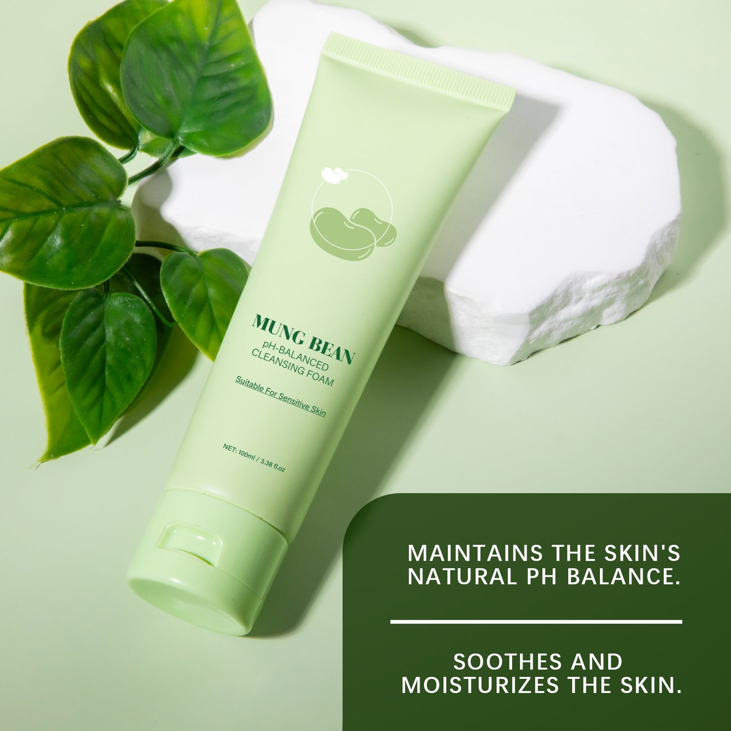 Custom Brand 100ML Soothing Mung Bean PH-Balanced Cleansing Foam
