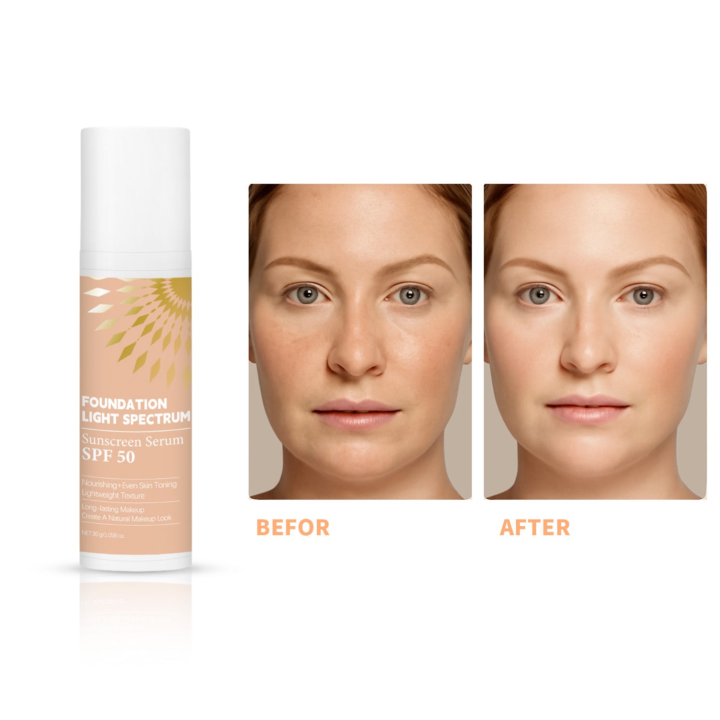 OEM ODM 30g Natural Waterproof Long Lasting SPF50 Sunscreen Foundation