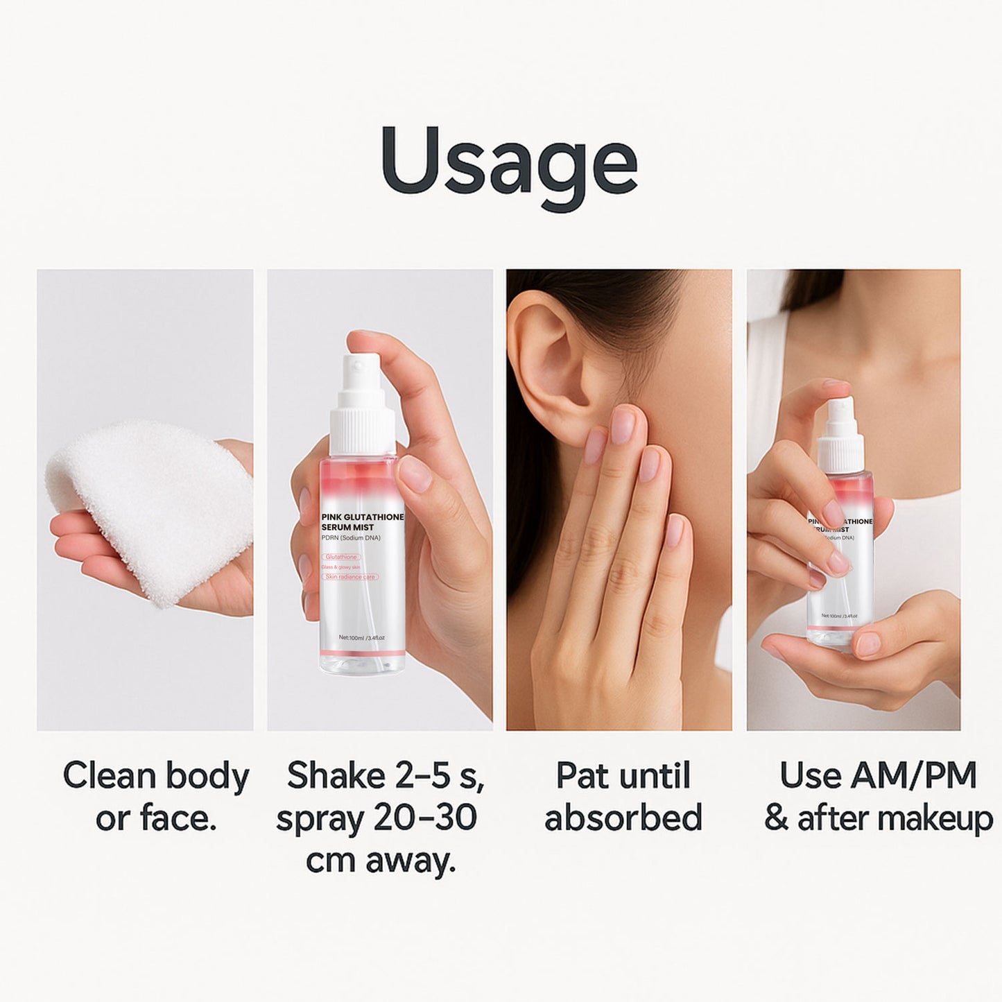 Custom Logo 100ML Brightening Moisturizing Pink Glutathione Serum Mist