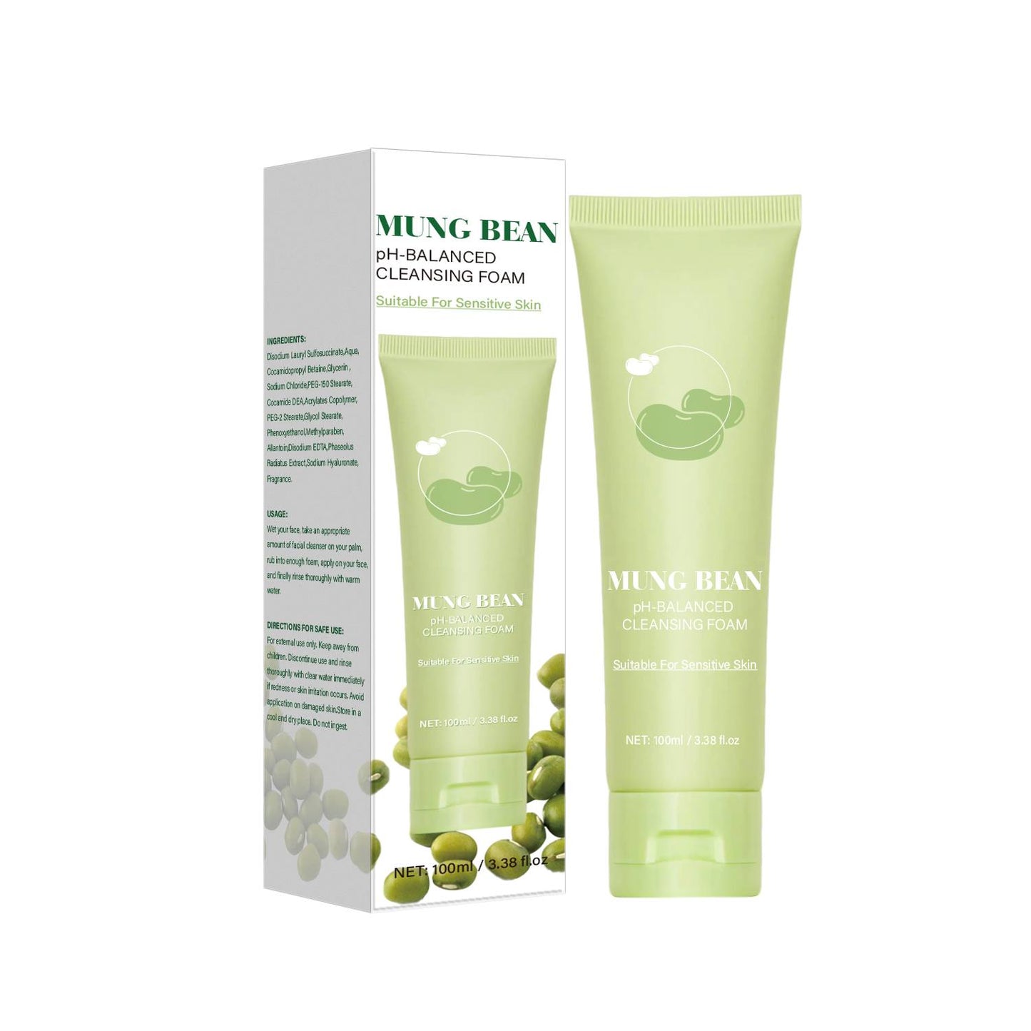 Custom Brand 100ML Soothing Mung Bean PH-Balanced Cleansing Foam
