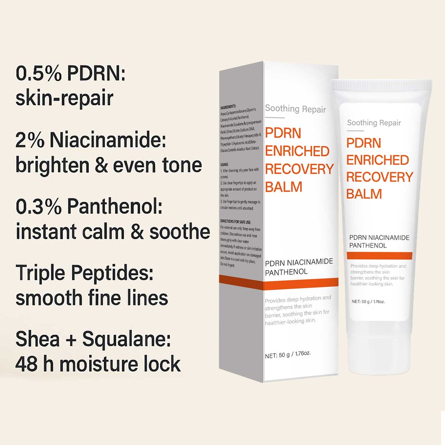 Custom Brand 50g Repairing Brightening PDRN Enriched Recovery Balm
