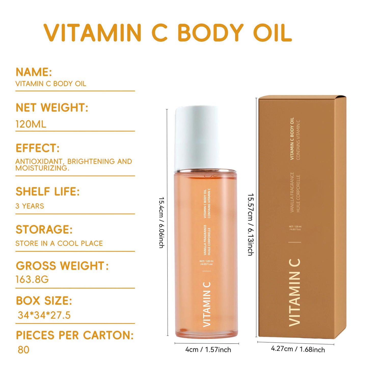 Private Label 120ML Glowing Nourishing Vitamin C Body Oil
