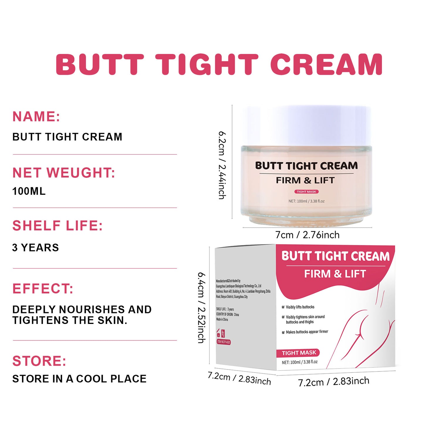 OEM ODM 100ML Firming Nourishing Butt Tight Cream