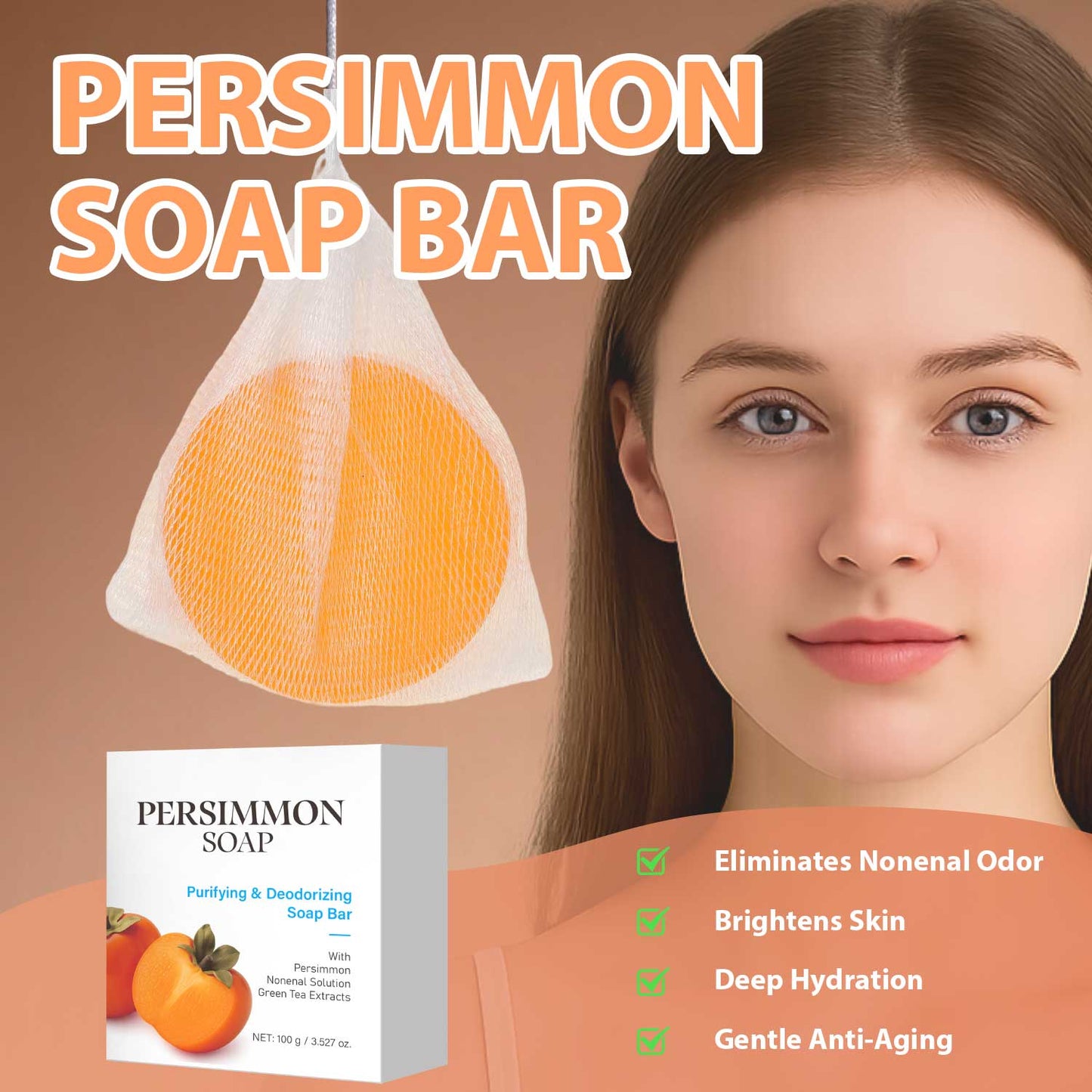 OEM ODM 100g Anti-aging Deodorizing Purifying Persimmon Soap