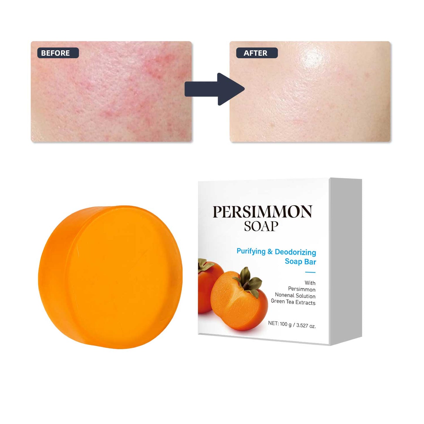 OEM ODM 100g Anti-aging Deodorizing Purifying Persimmon Soap
