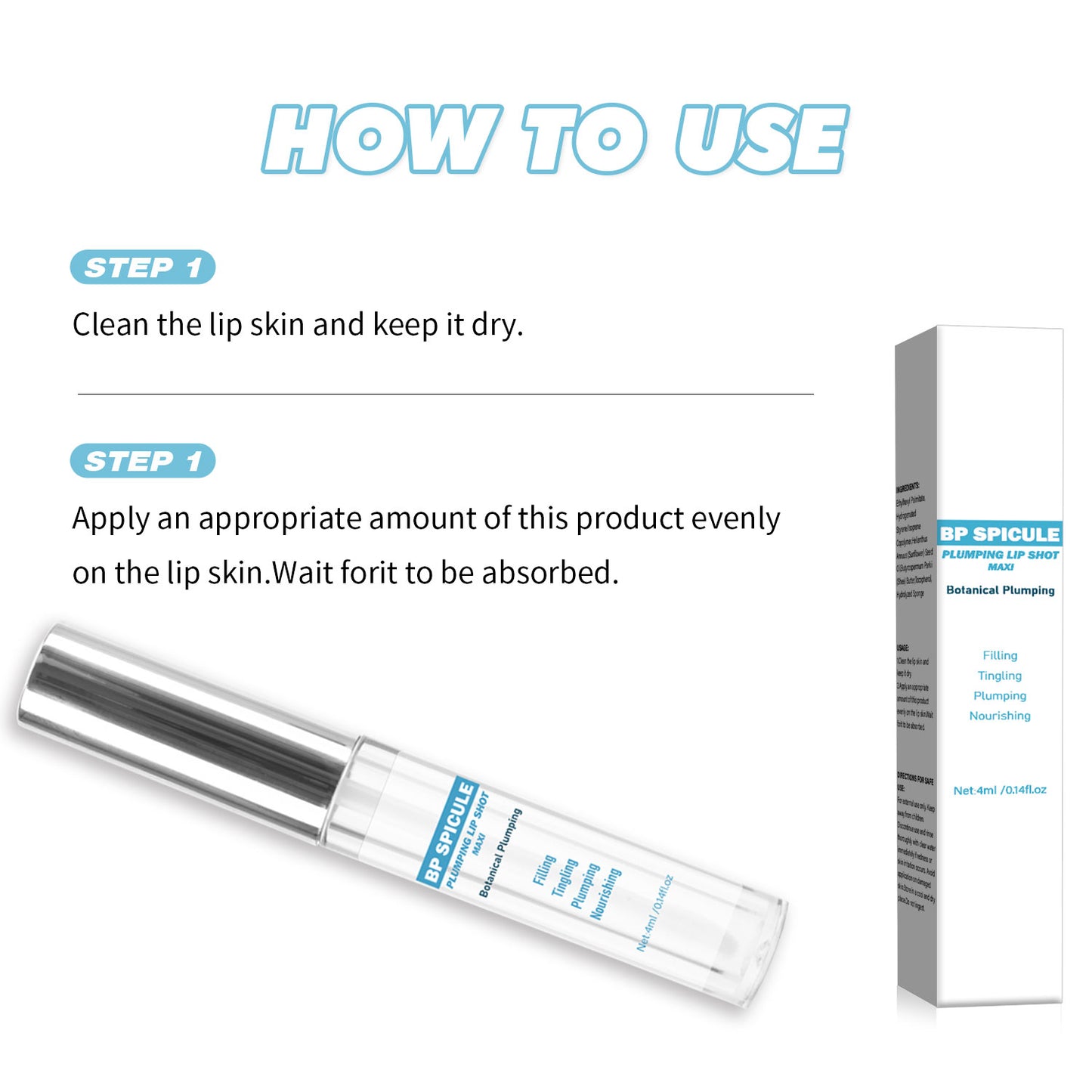 Cosmetics Factory 4ML Nourishing Moisturizing BP Spicule Plumping Lip Shot