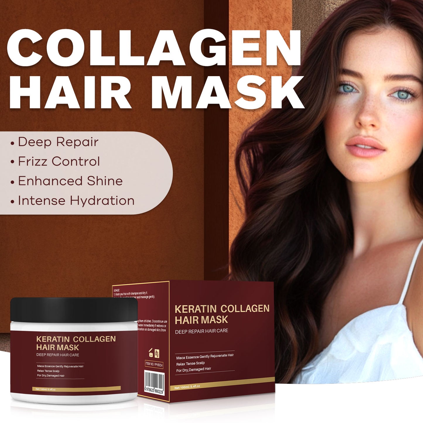 100ML Private Label Nourishing Smoothing Repairing Hair Damage Collagen Hair Mask
