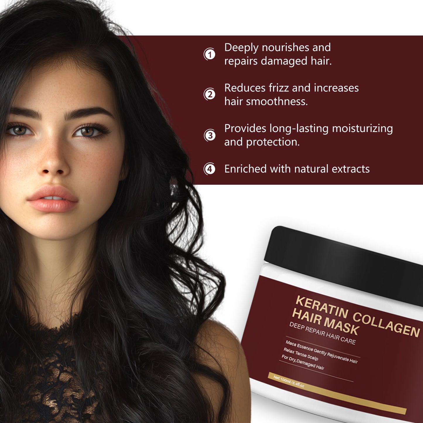 100ML Private Label Nourishing Smoothing Repairing Hair Damage Collagen Hair Mask