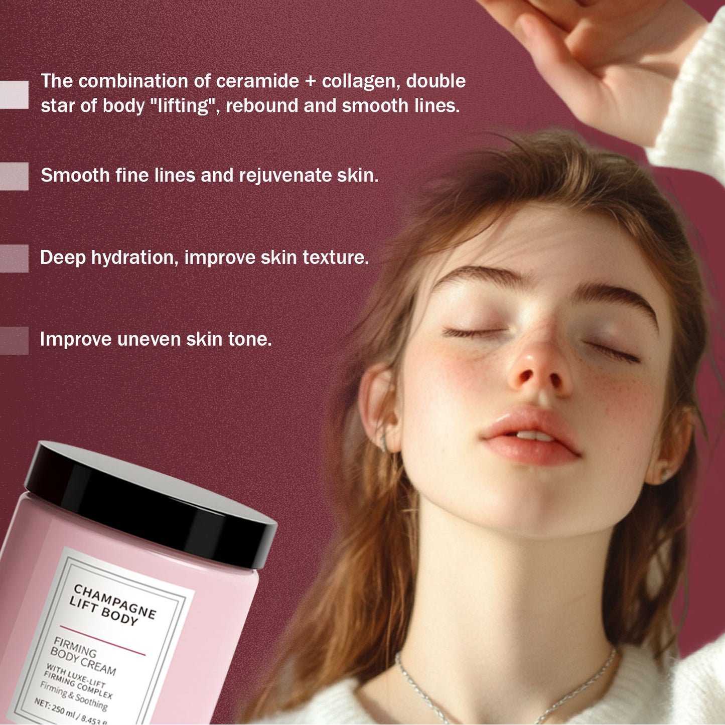 Custom Logo 250ML Lifting Firming Nourshing Collagen Ceramide Body Cream