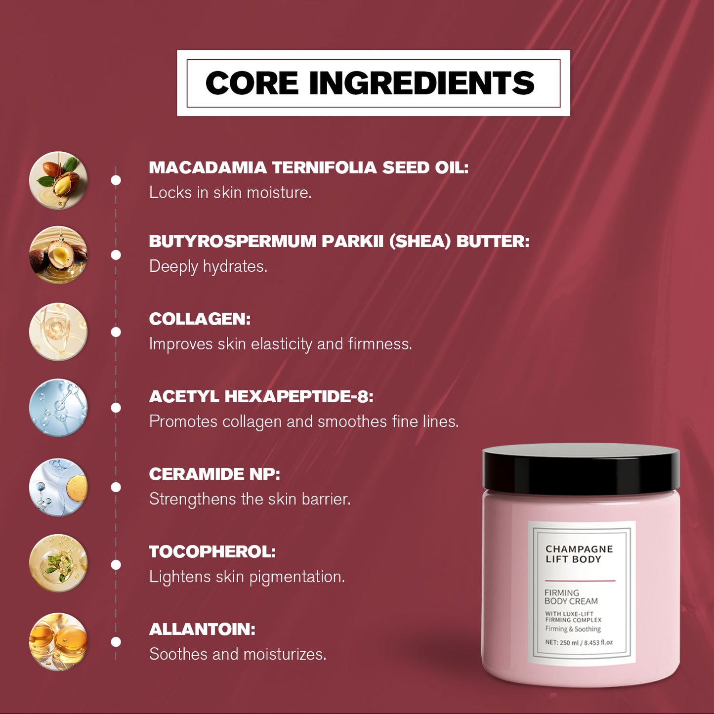 Custom Logo 250ML Lifting Firming Nourshing Collagen Ceramide Body Cream
