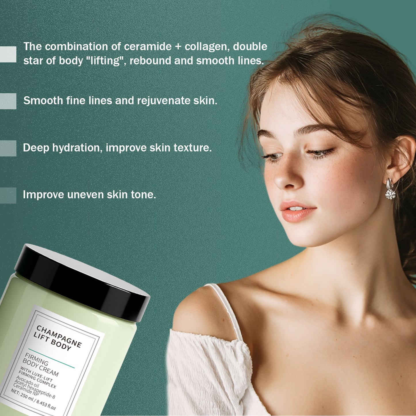 Cosmetics Supply Chain 250ML Anti-aging Anti-Wrinkle Collagen Ceramide Body Cream