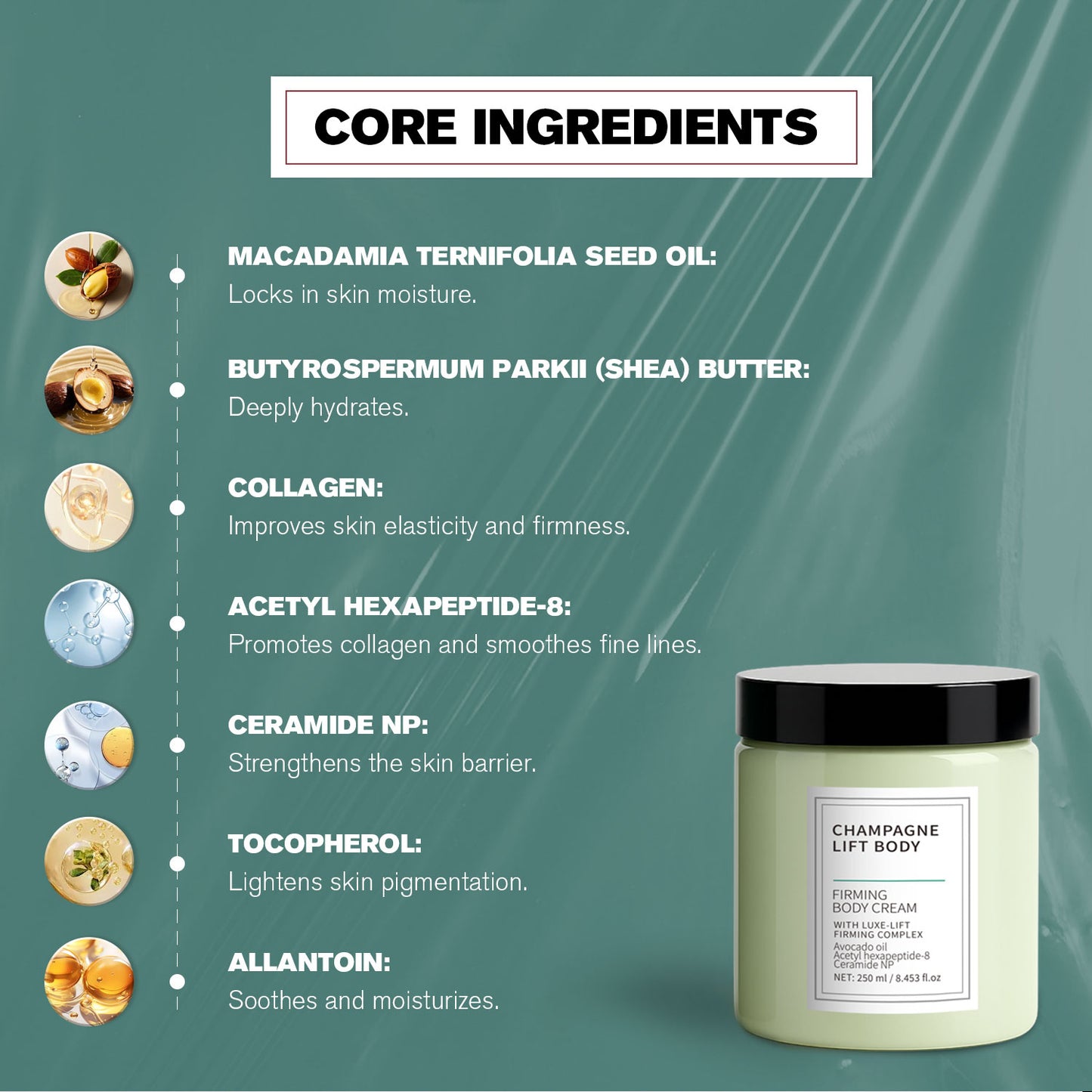 Cosmetics Supply Chain 250ML Anti-aging Anti-Wrinkle Collagen Ceramide Body Cream
