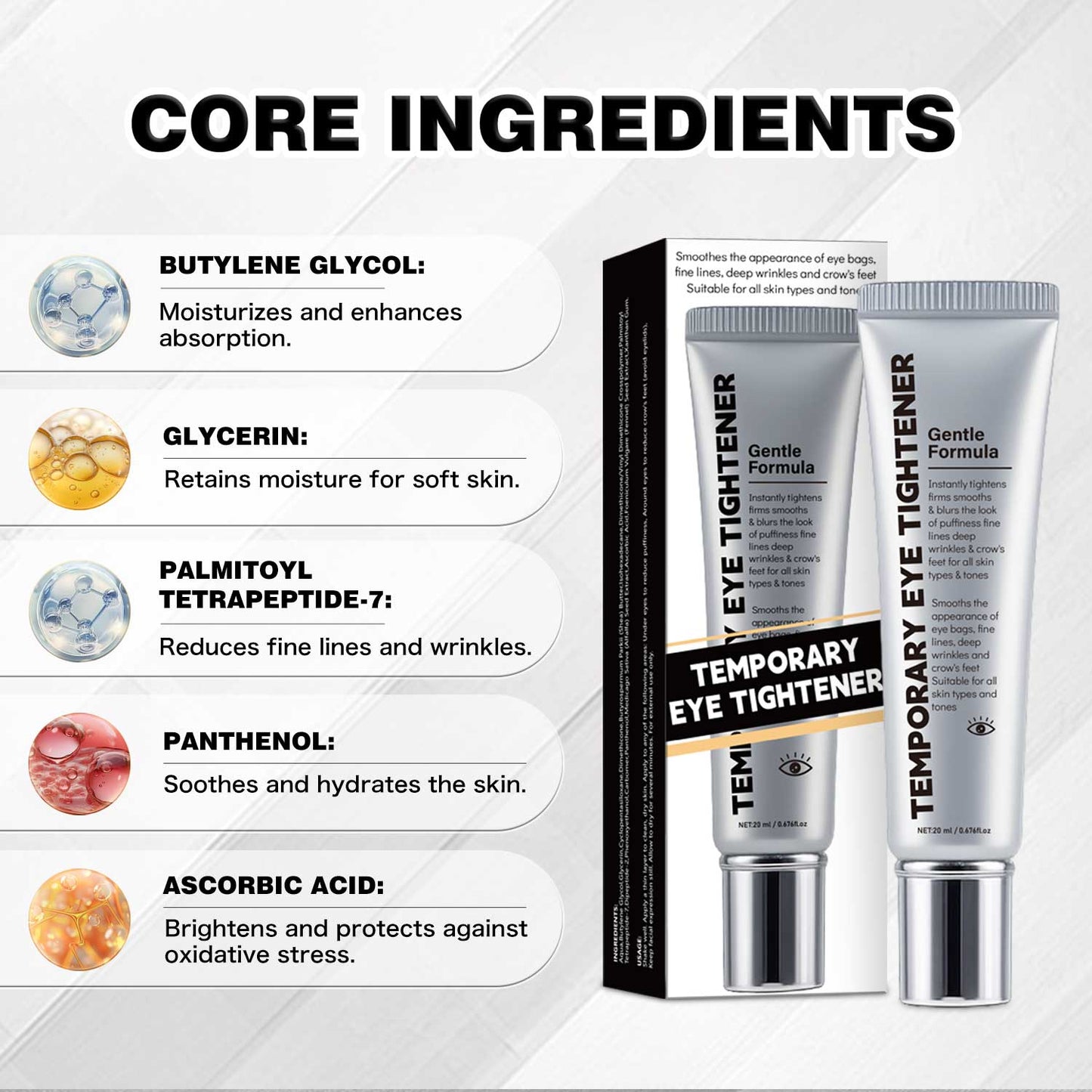 OEM ODM 20ML Instant Lifting Firming Temporary Eye Tightener Cream