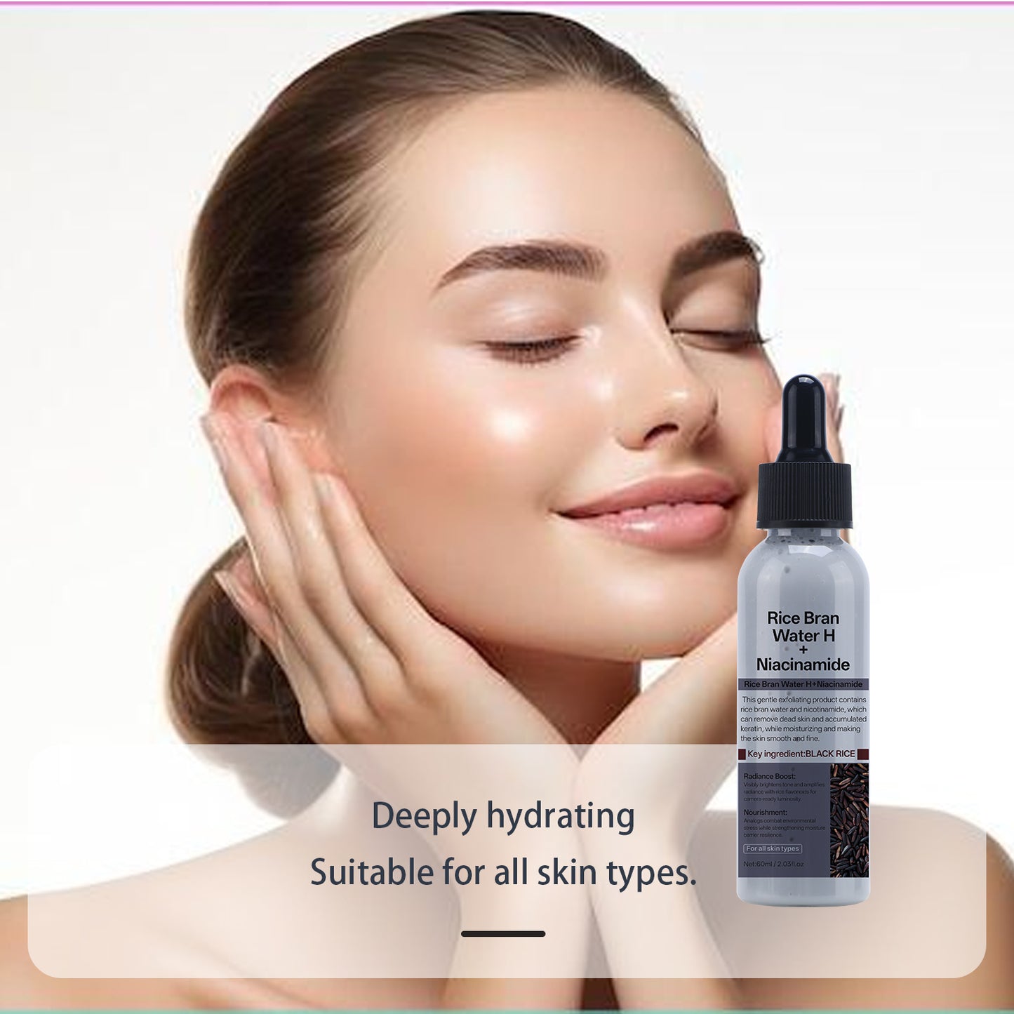 60ML Custom Formula Design Rice Bran Water Niacinamide Face Body Scrub Peeling Exfoliating Ampoule