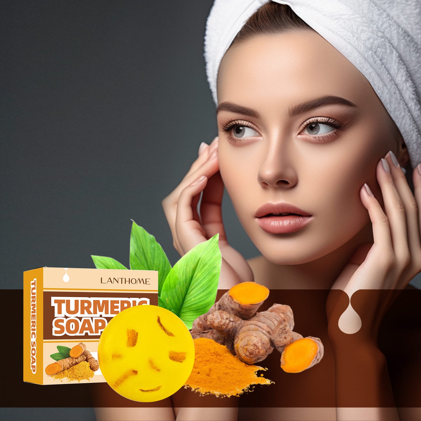 Custom Private Label 100g Anti-acne Shrinking Pores Improving Skin Dull Turmeric Ginger Face Body Soap