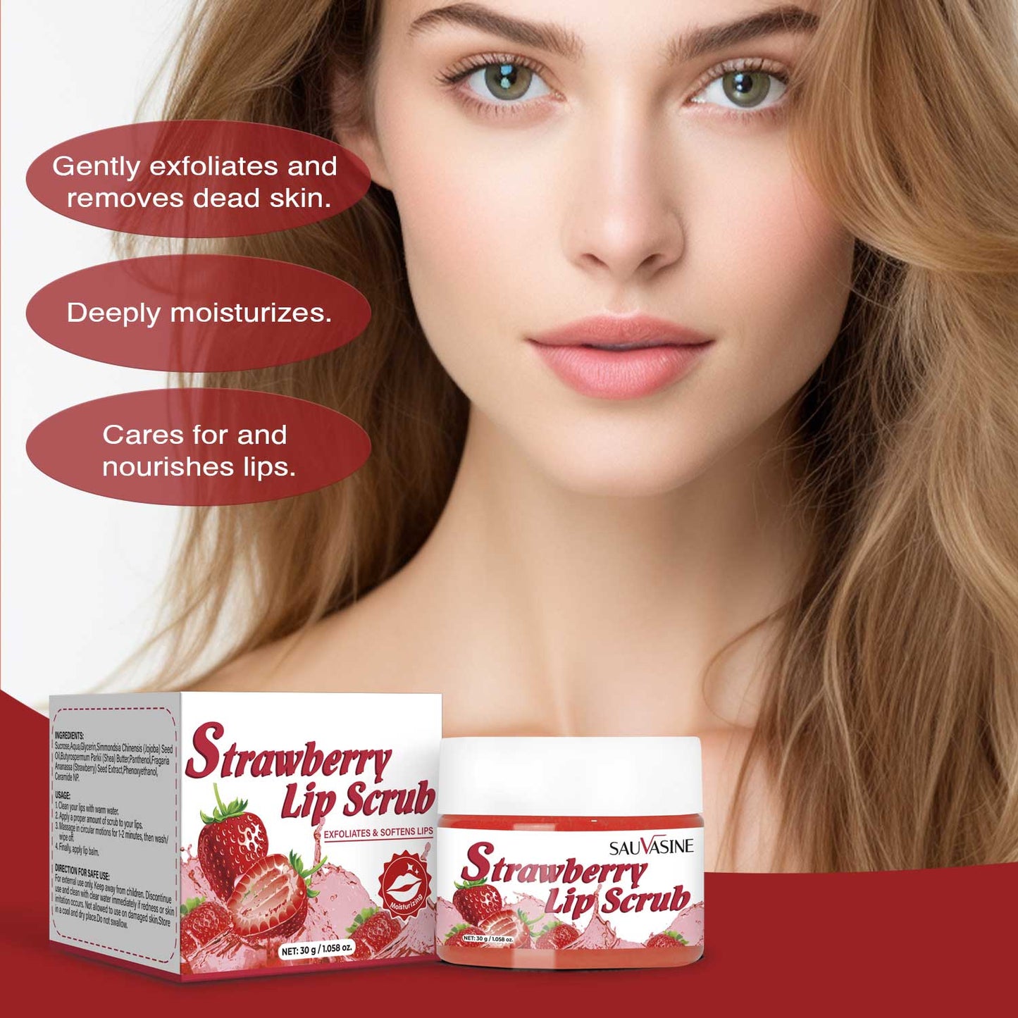 Skin Care Manufacturer 30g Strawberry Exfoliating Moisturizing Soft Tender Lip Scrub