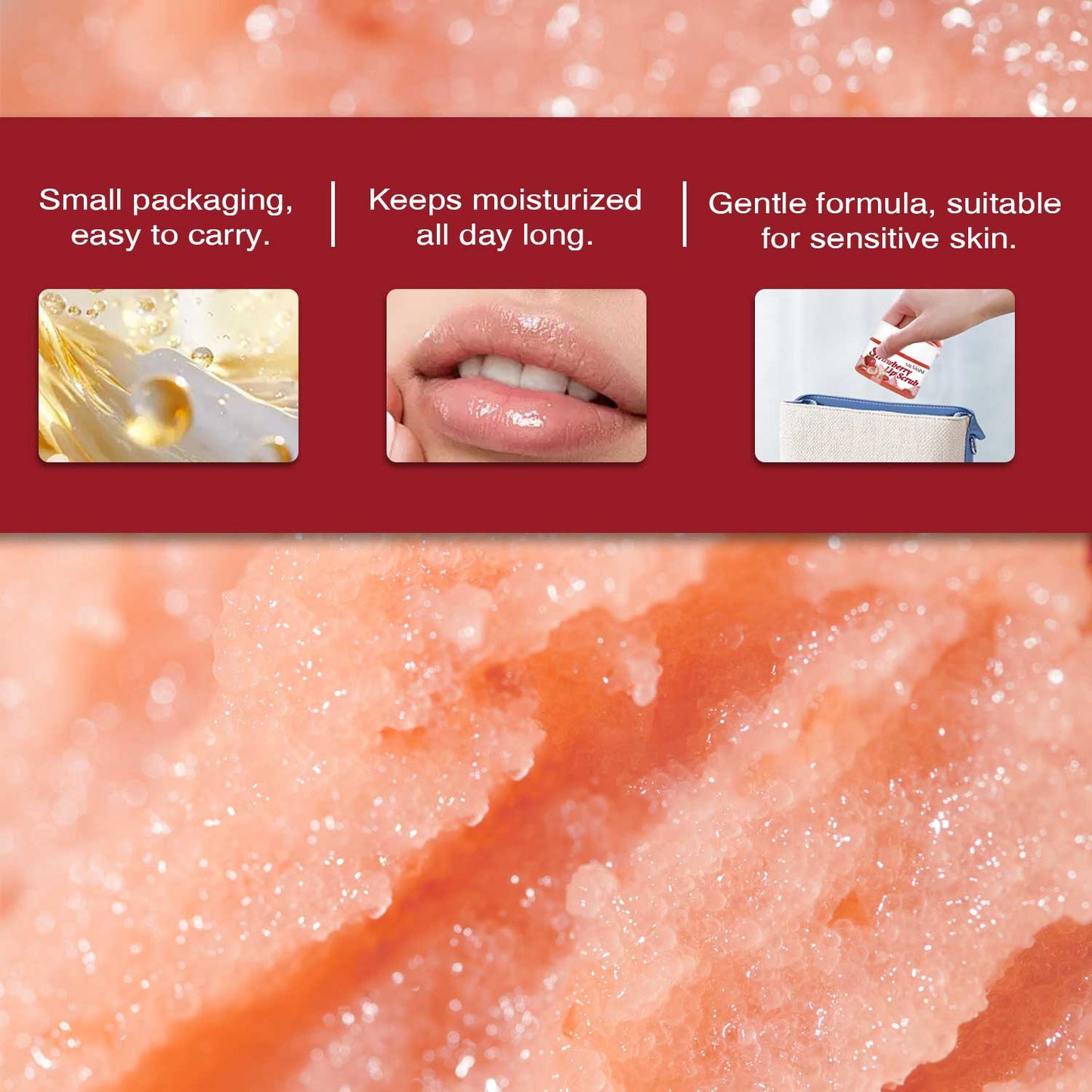 Skin Care Manufacturer 30g Strawberry Exfoliating Moisturizing Soft Tender Lip Scrub