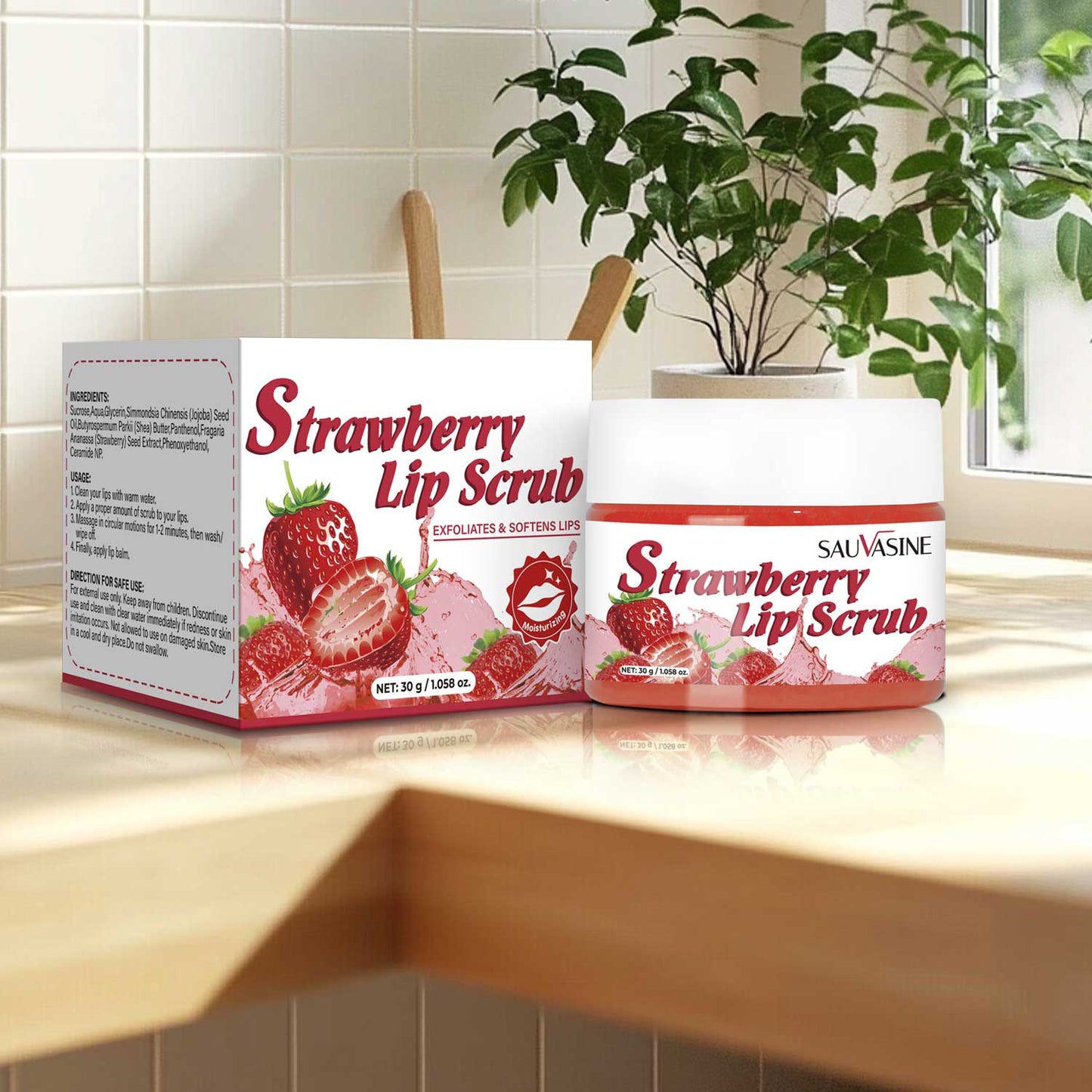 Skin Care Manufacturer 30g Strawberry Exfoliating Moisturizing Soft Tender Lip Scrub