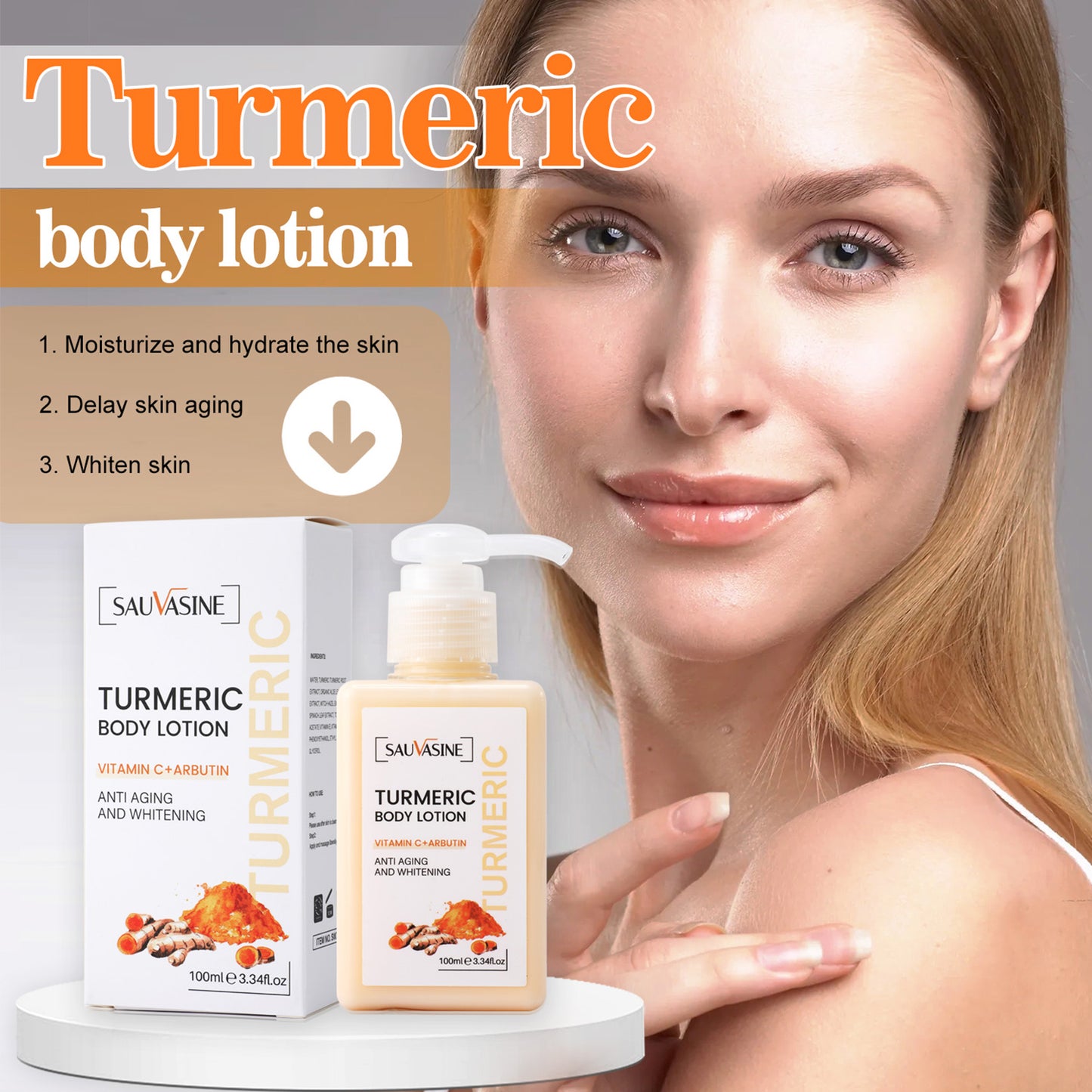 Cosmetics Supplier Wholesale 100ML Anti-aging Brightening Moisturizing Turmeric Body Lotion