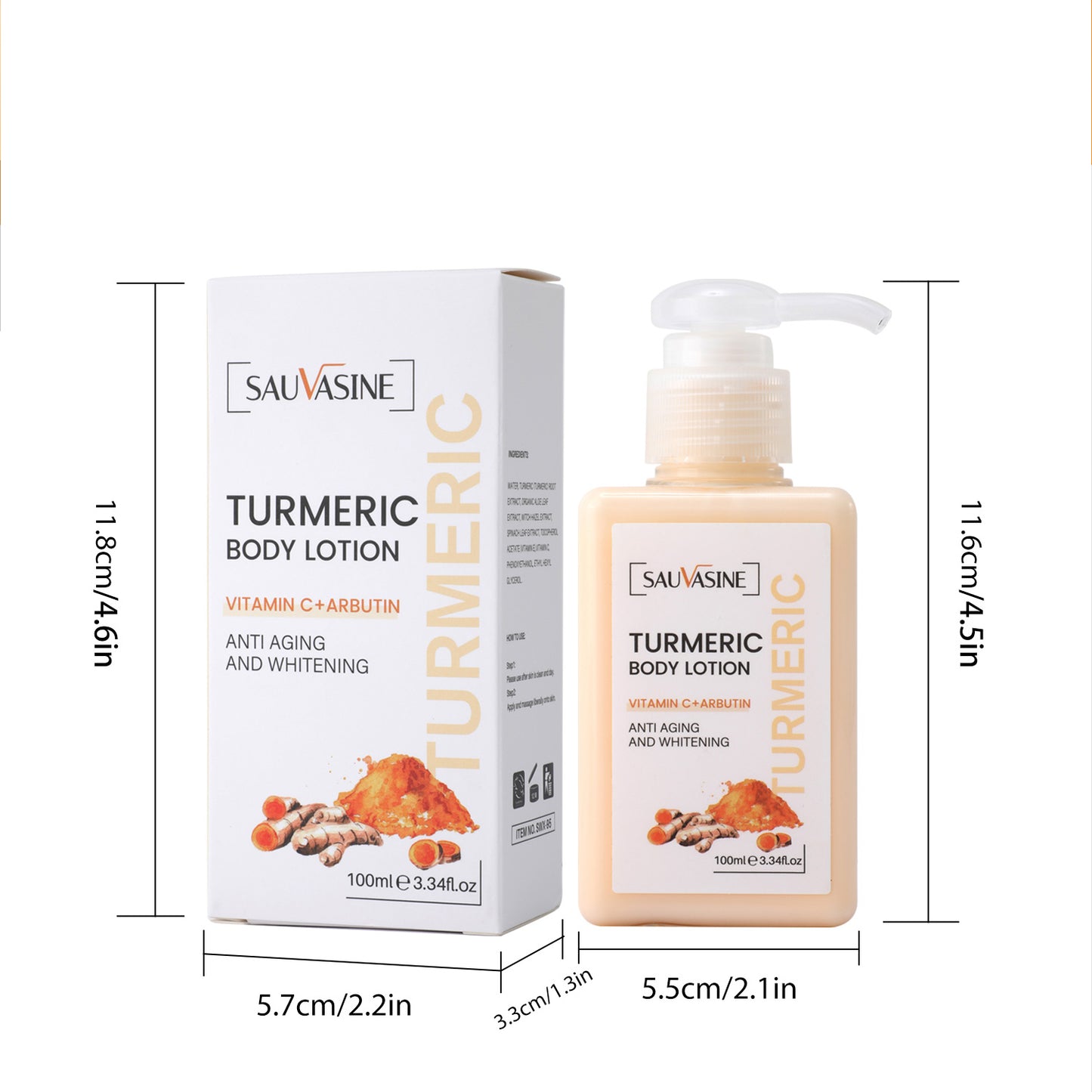 Cosmetics Supplier Wholesale 100ML Anti-aging Brightening Moisturizing Turmeric Body Lotion